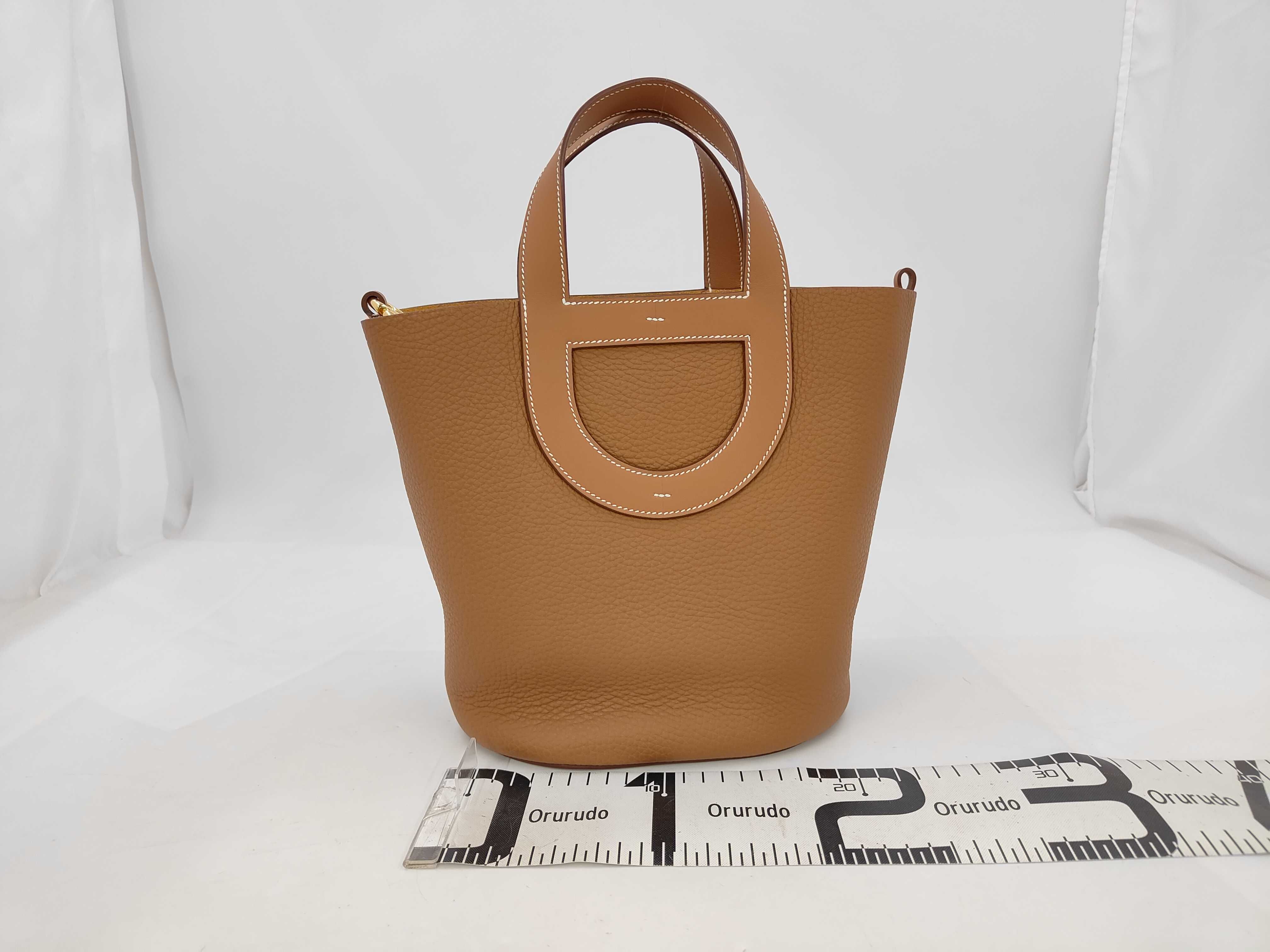 In the Loop 23 Taurillon/Swift Leather Handbag with Gold Hardware (K Stamp) — view 2