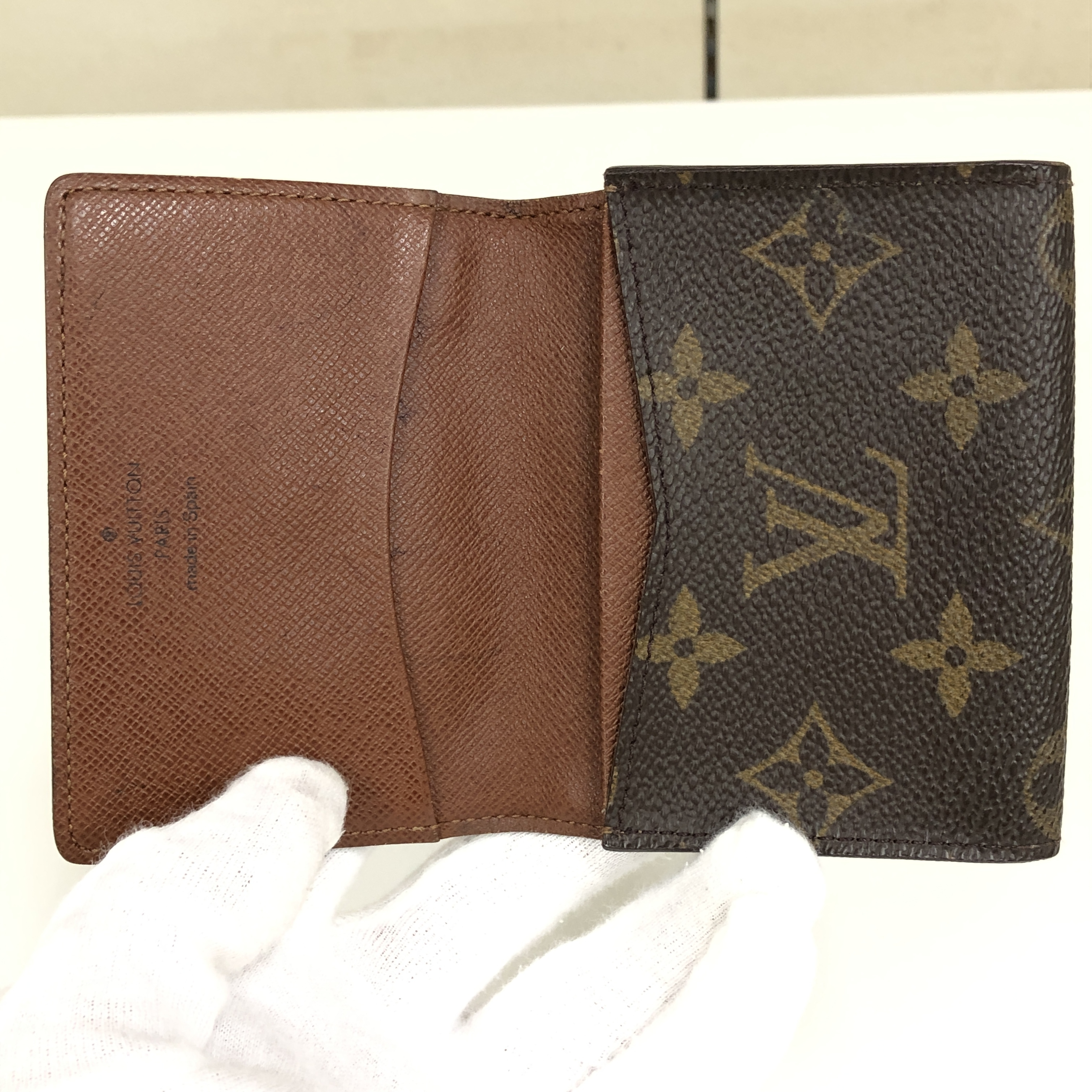 No stickiness. Louis Vuitton Monogram Enveloppe Carte de Visite M62920 Card Case CA0041 Business Card Holder Pass Case Made in Spain Card Case — view 9