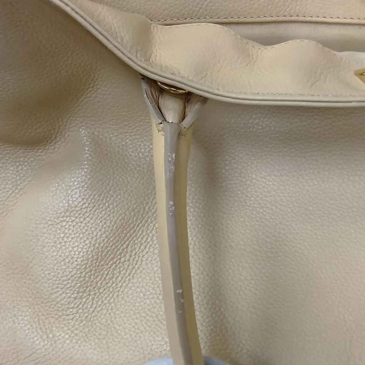 Executive Leather Tote Bag, Beige, Gold Hardware, 15934821, Serial Number 15 — view 14