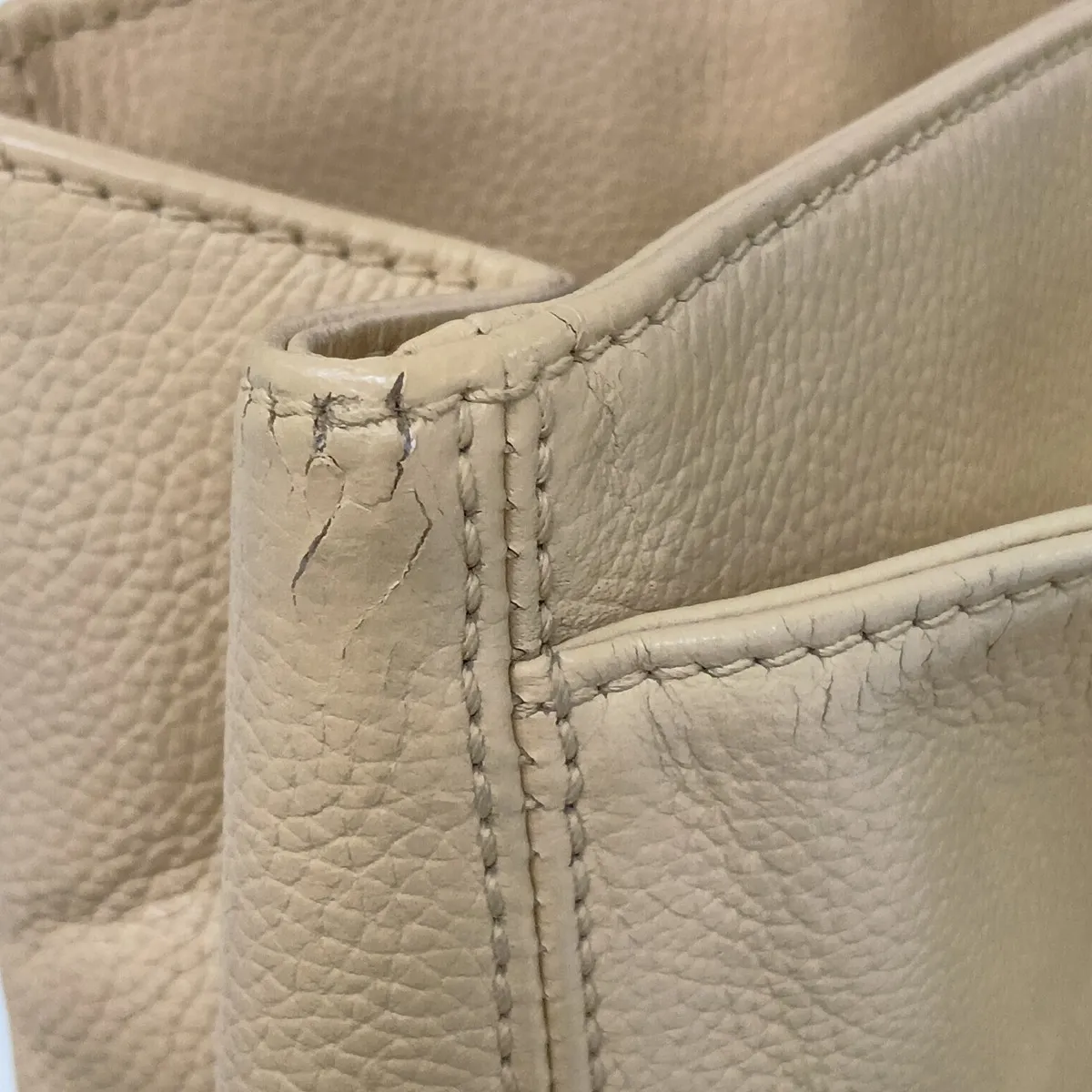 Executive Leather Tote Bag, Beige, Gold Hardware, 15934821, Serial Number 15 — view 15