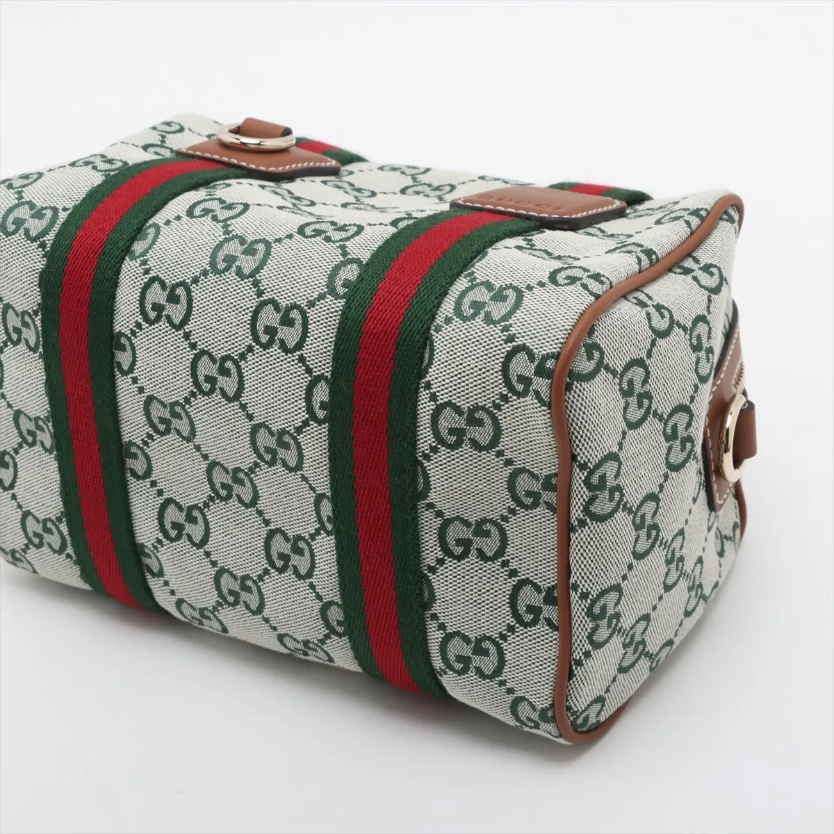 GG Canvas x Leather 2WAY Handbag Green 856055 — view 3