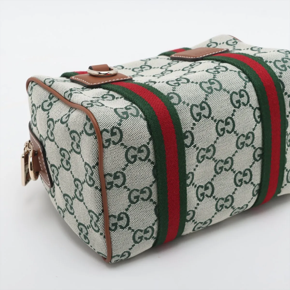 GG Canvas x Leather 2WAY Handbag Green 856055 — view 4