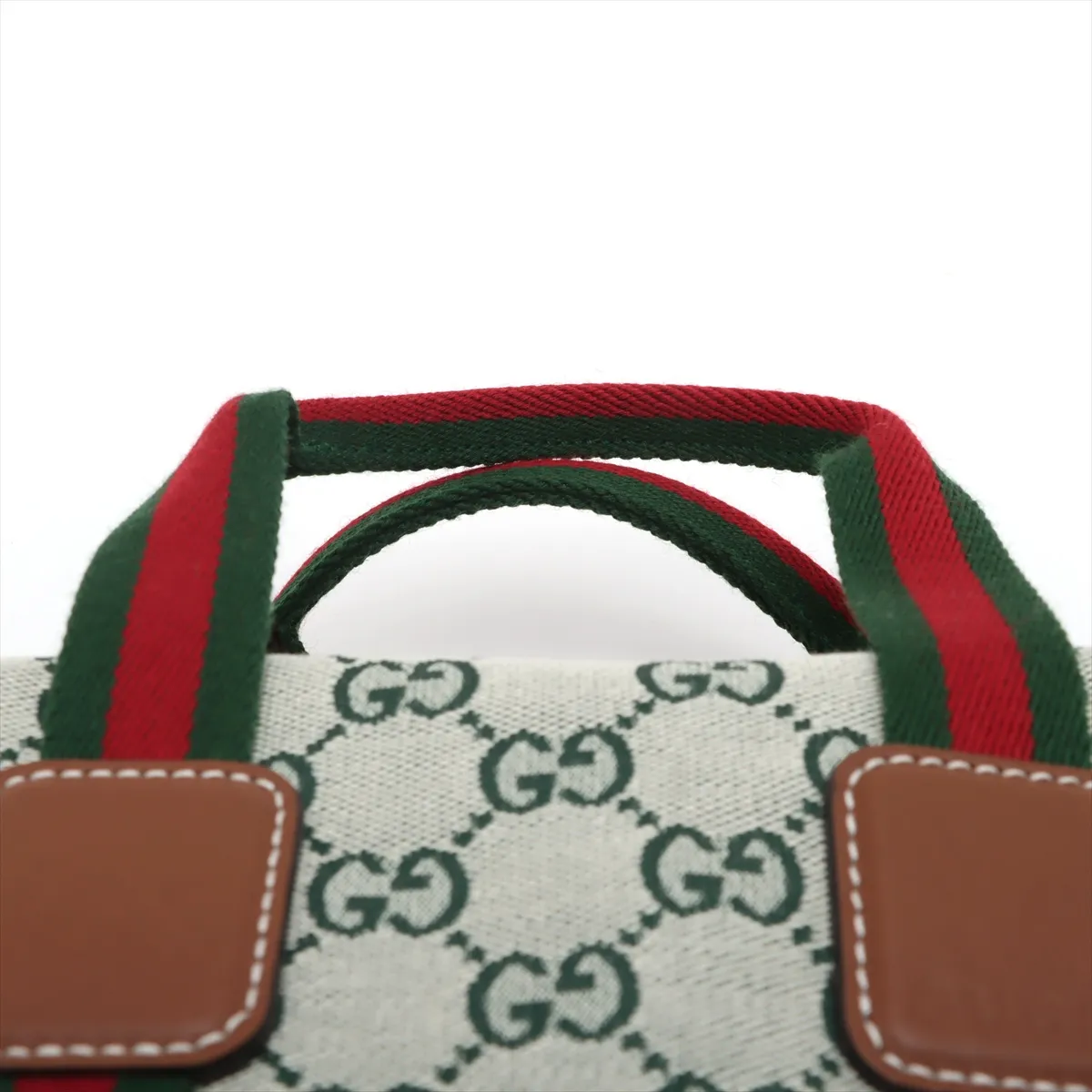 GG Canvas x Leather 2WAY Handbag Green 856055 — view 6