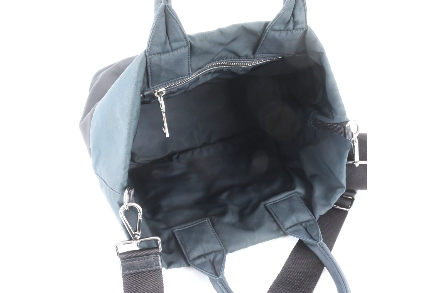 Tessuto Nylon Triangle Logo Reversible Leather 2-Way Shoulder Bag — view 7
