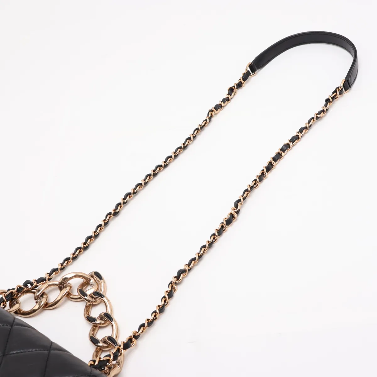 Matelassé Lambskin 2-Way Handbag, Black with Gold Hardware, K296N4A6, Random Plate — view 5