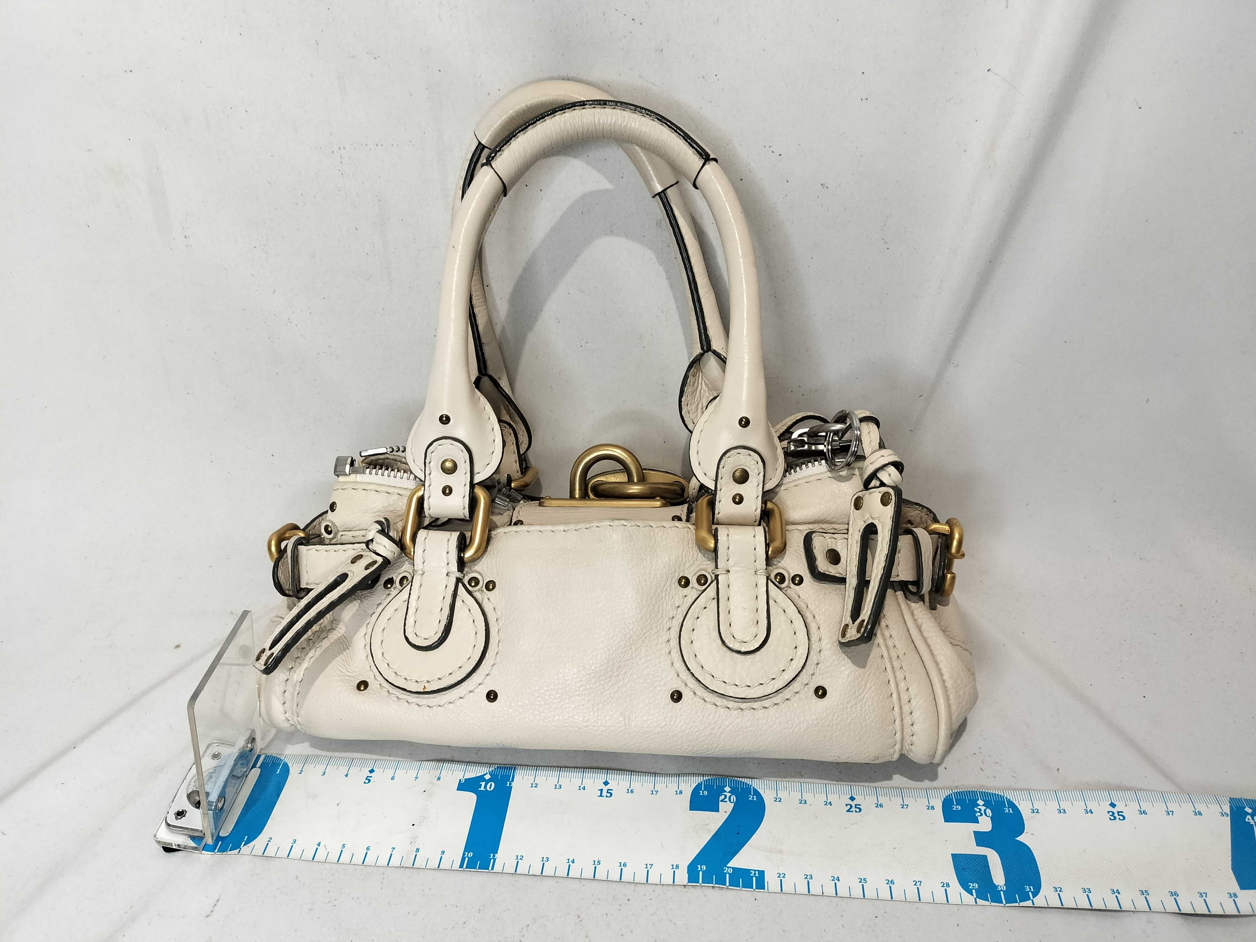 Paddington Leather Handbag, Beige — view 3