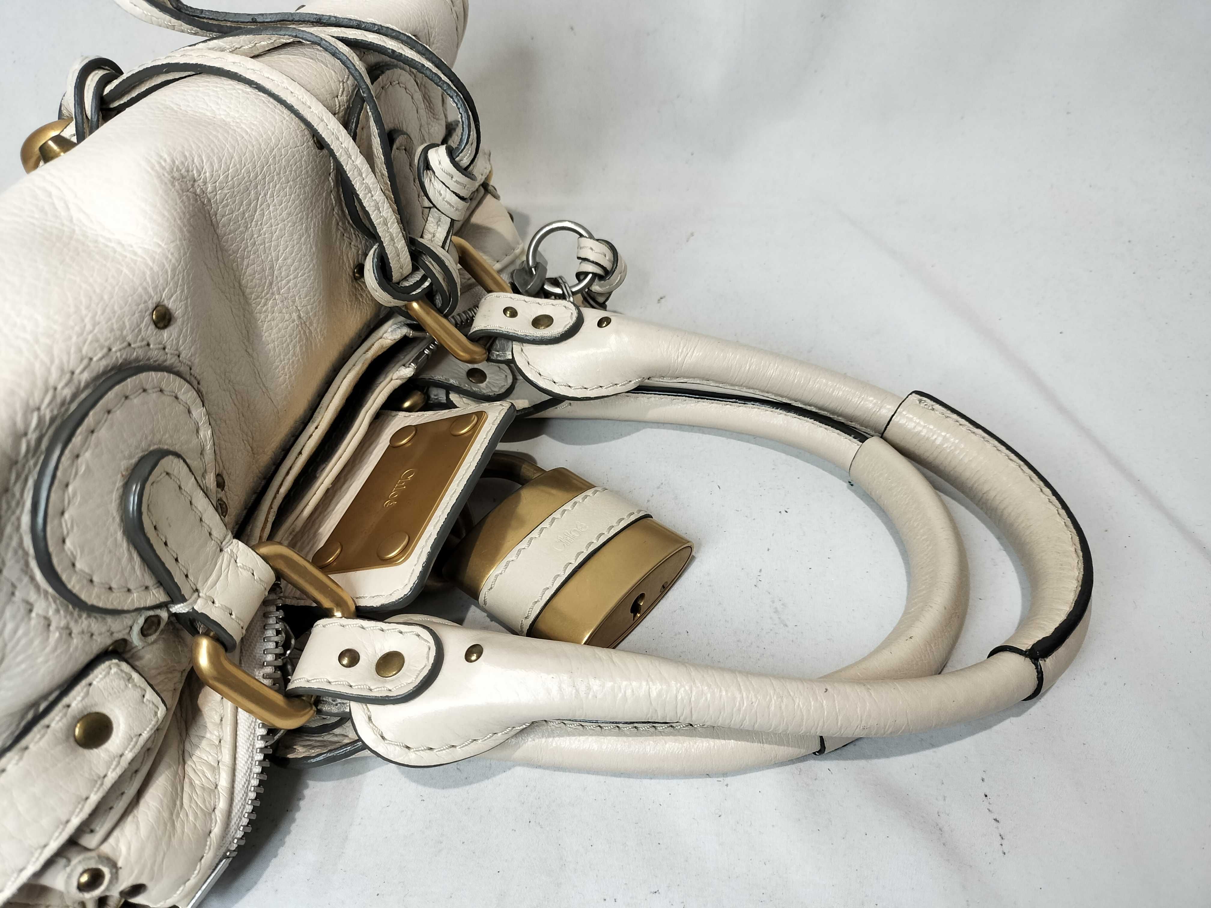 Paddington Leather Handbag, Beige — view 4