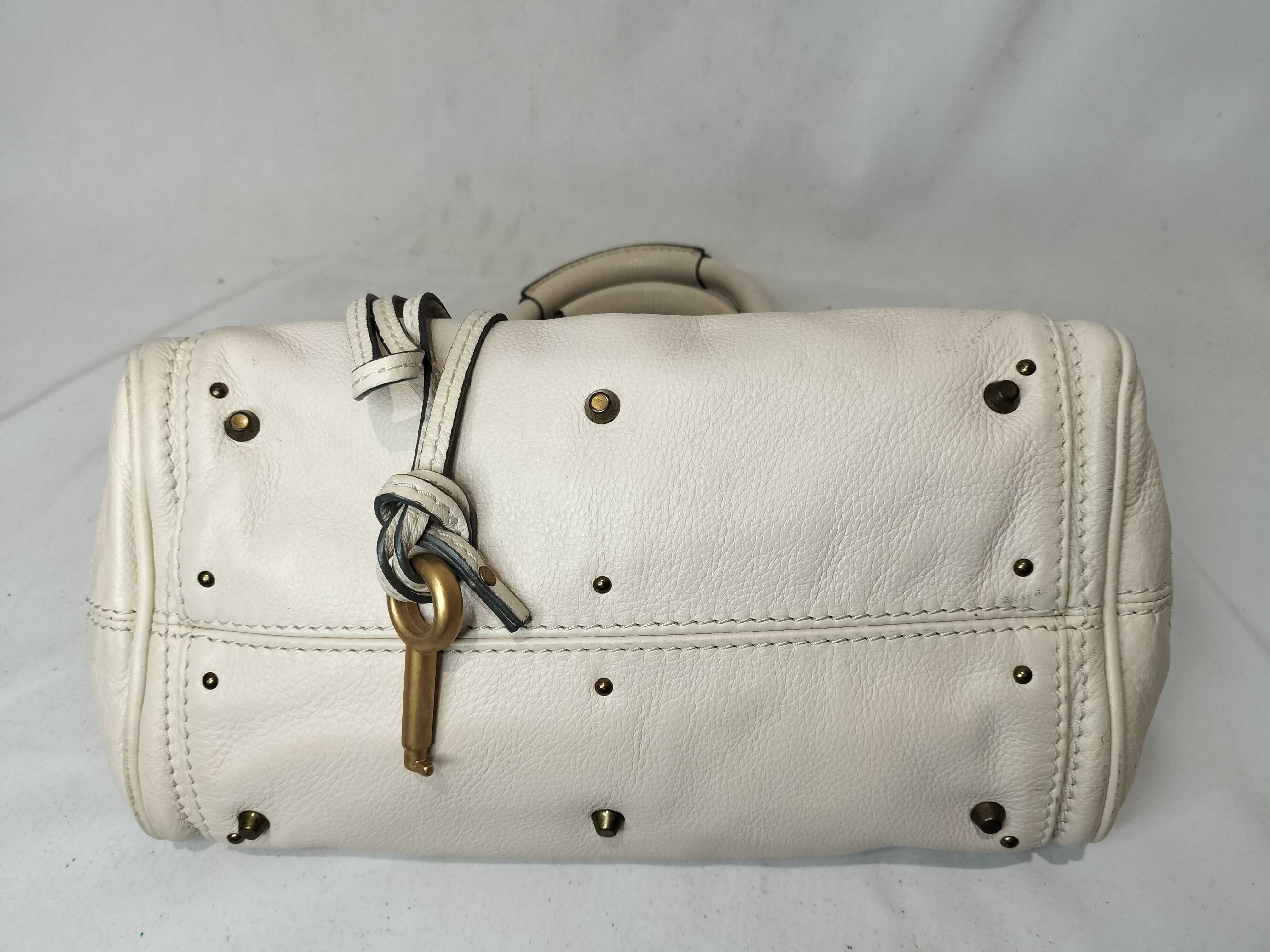 Paddington Leather Handbag, Beige — view 8