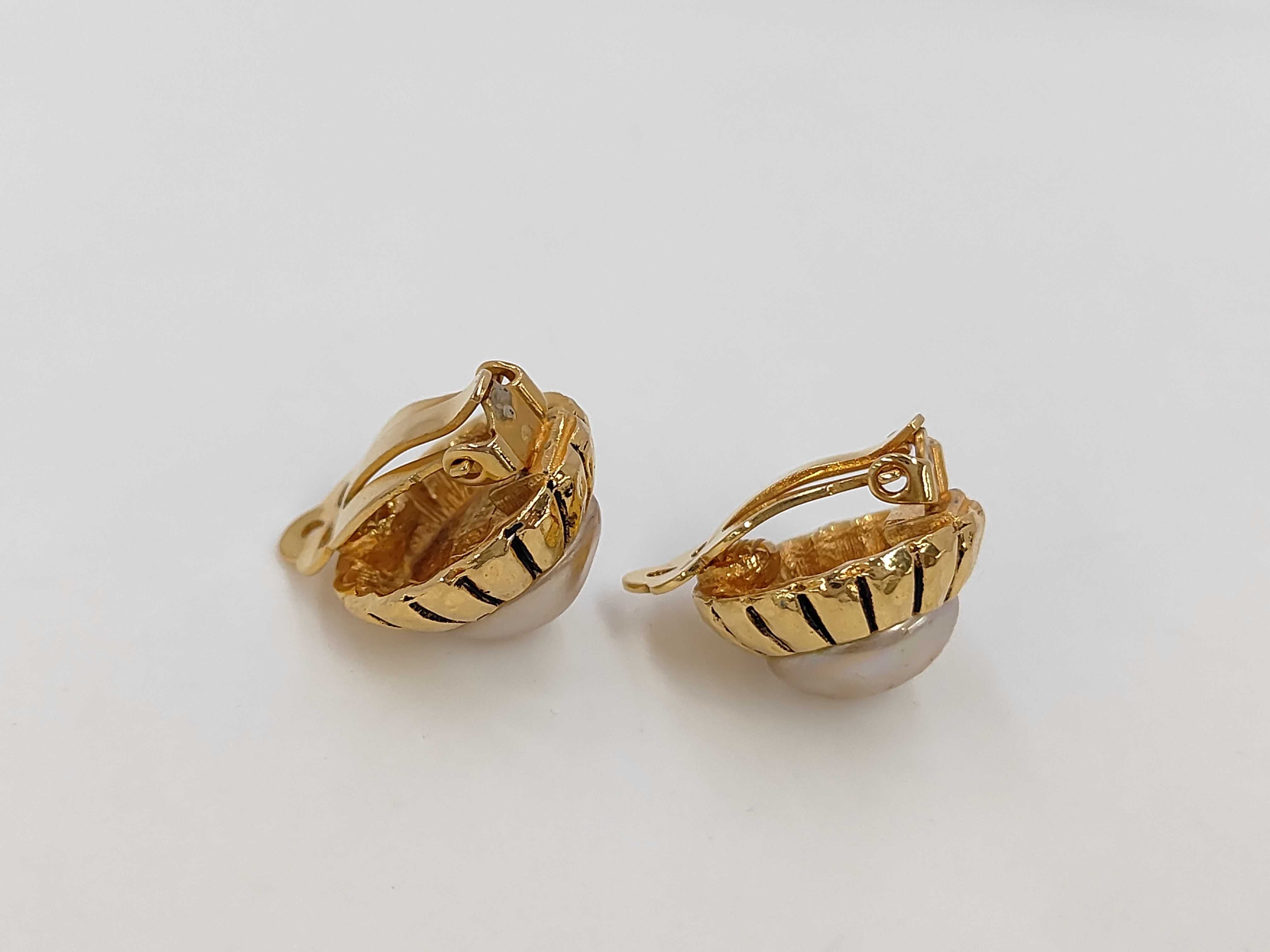 Gold Plated Faux Pearl Earrings — view 3