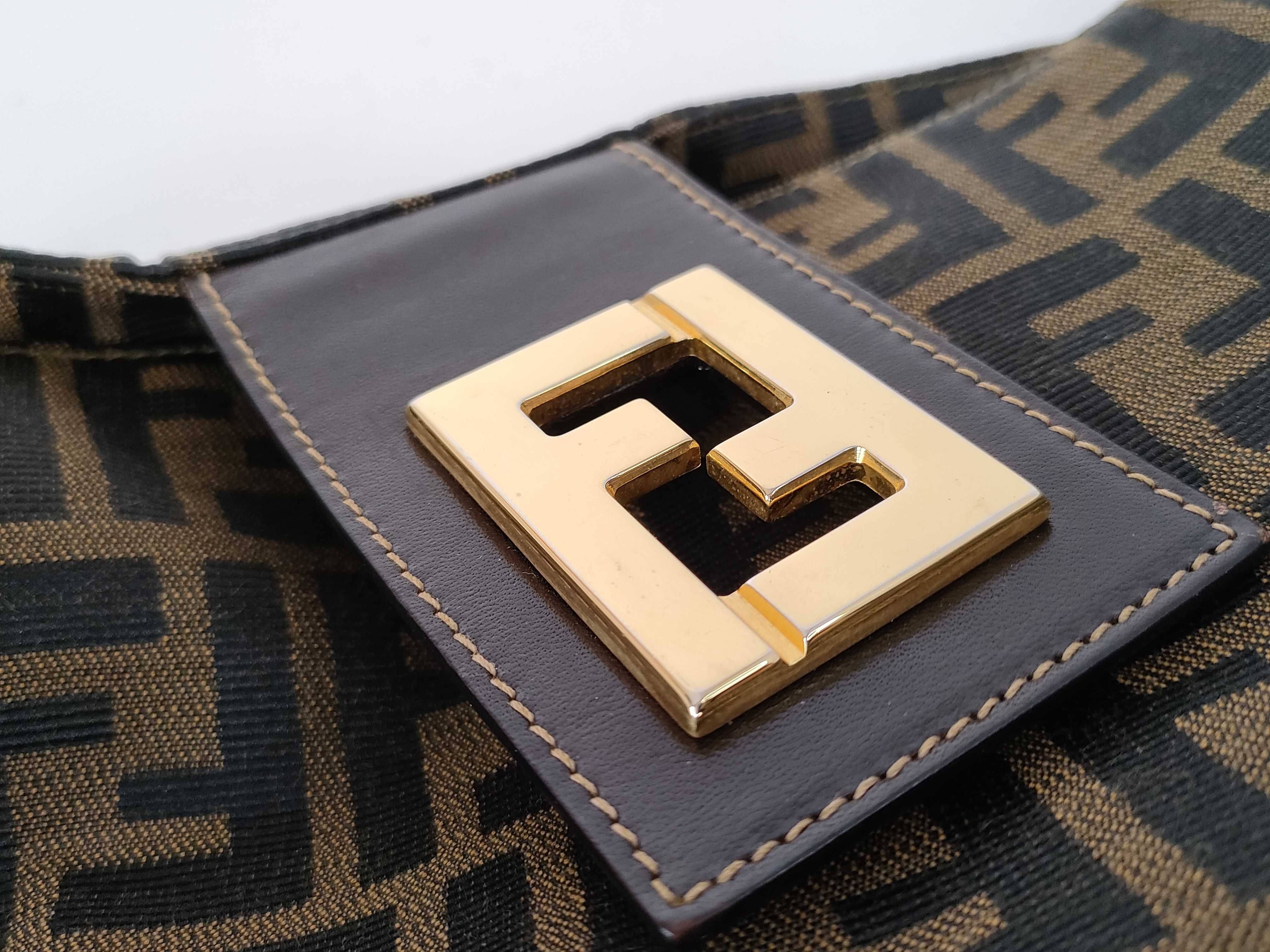 Zucca pattern Fendi Mamma Bucket shoulder bag Zucca pattern FF hardware Nylon canvas Brown shoulder bag — view 13