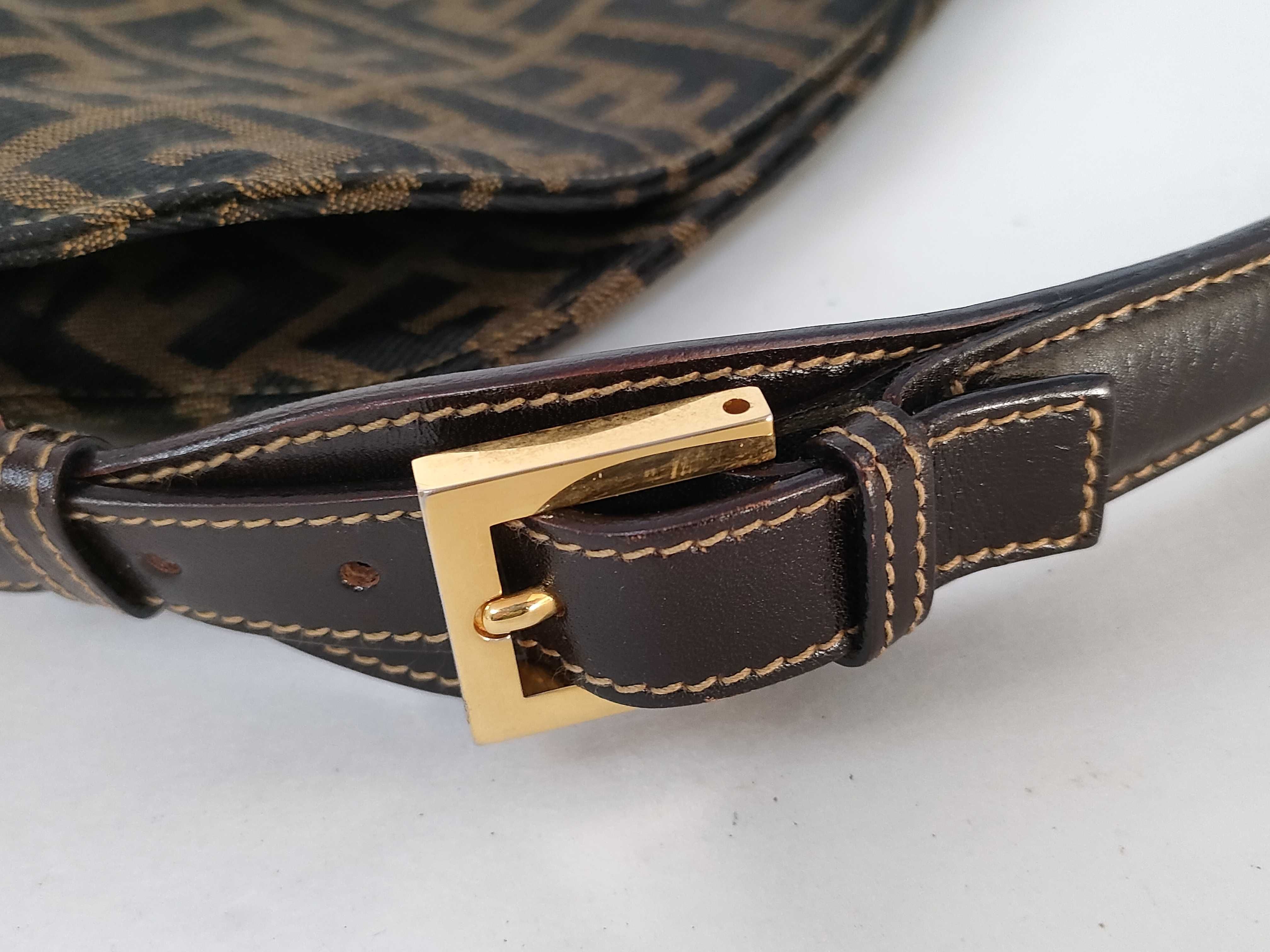 Zucca pattern Fendi Mamma Bucket shoulder bag Zucca pattern FF hardware Nylon canvas Brown shoulder bag — view 14