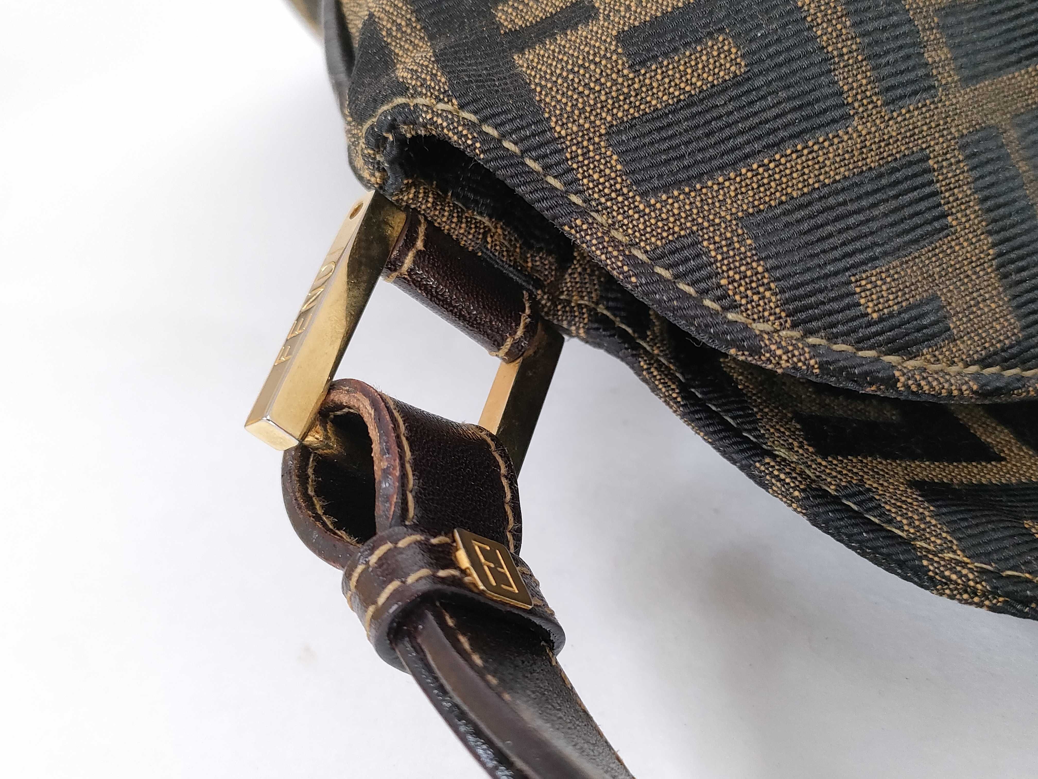 Zucca pattern Fendi Mamma Bucket shoulder bag Zucca pattern FF hardware Nylon canvas Brown shoulder bag — view 5