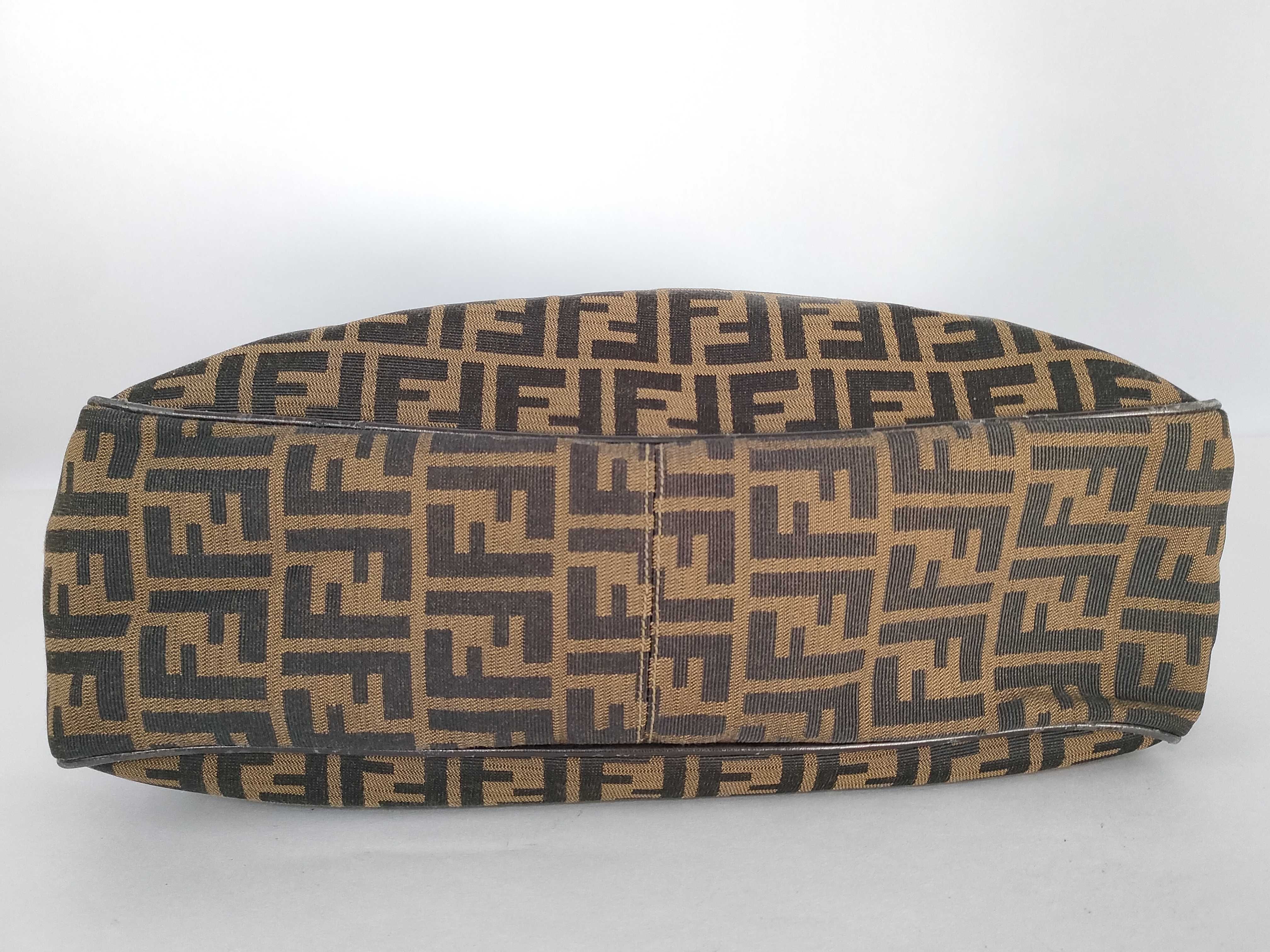 Zucca pattern Fendi Mamma Bucket shoulder bag Zucca pattern FF hardware Nylon canvas Brown shoulder bag — view 7