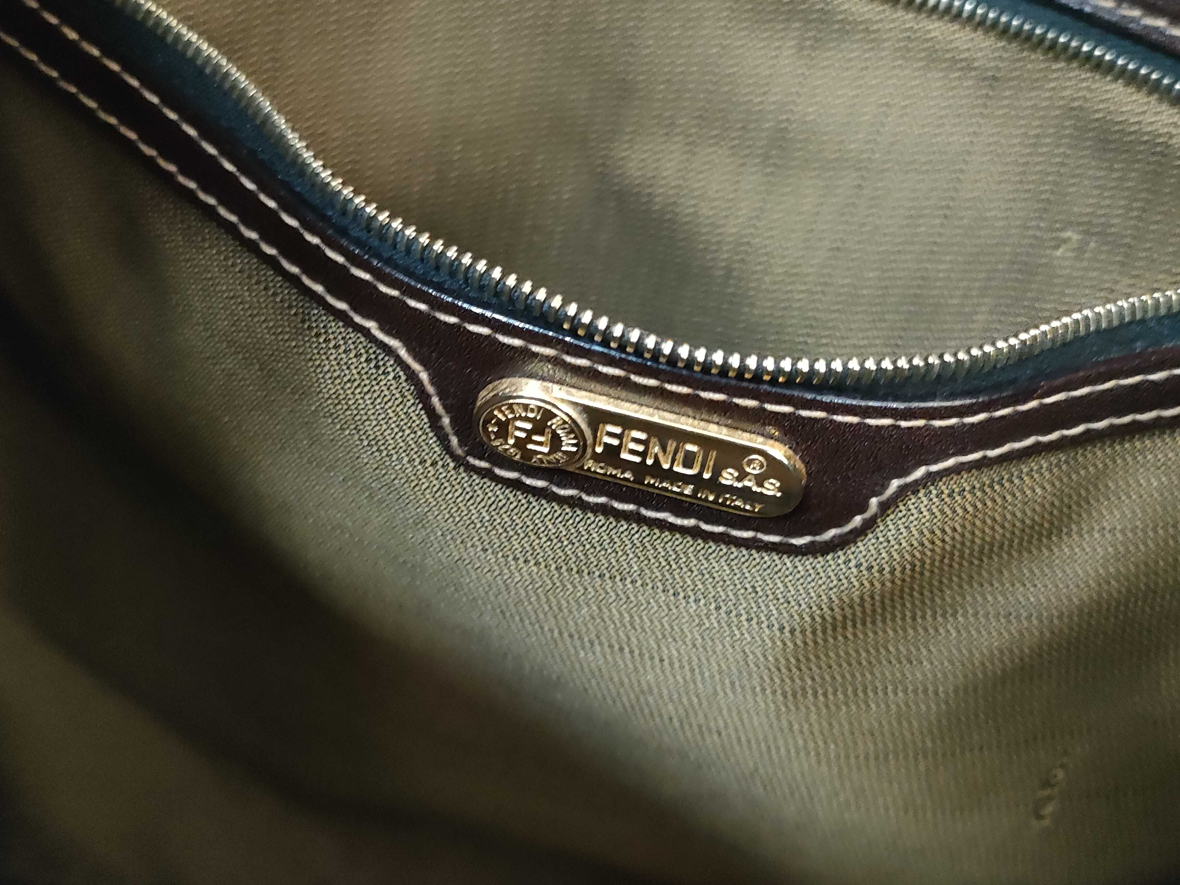 Zucca pattern Fendi Mamma Bucket shoulder bag Zucca pattern FF hardware Nylon canvas Brown shoulder bag — view 10