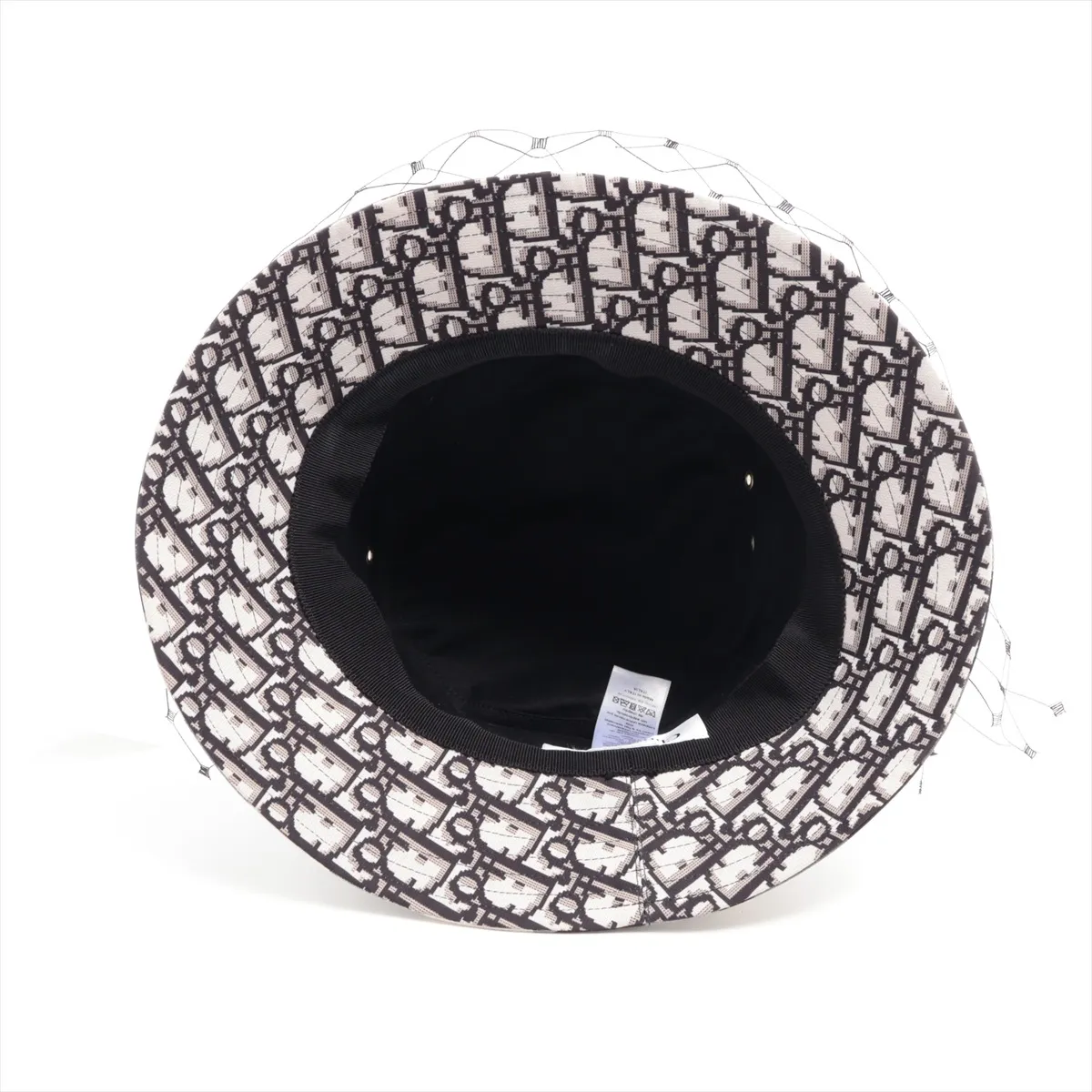 95TDD923G142 Check Hat, Size 58, Polyester x Cotton, White x Black. Shows wear, — view 4