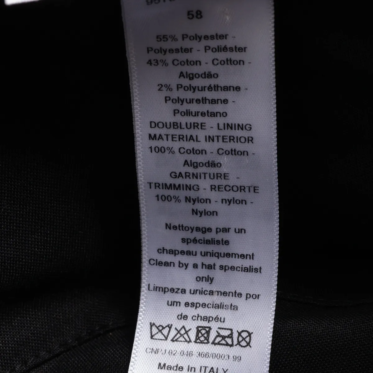95TDD923G142 Check Hat, Size 58, Polyester x Cotton, White x Black. Shows wear, — view 6