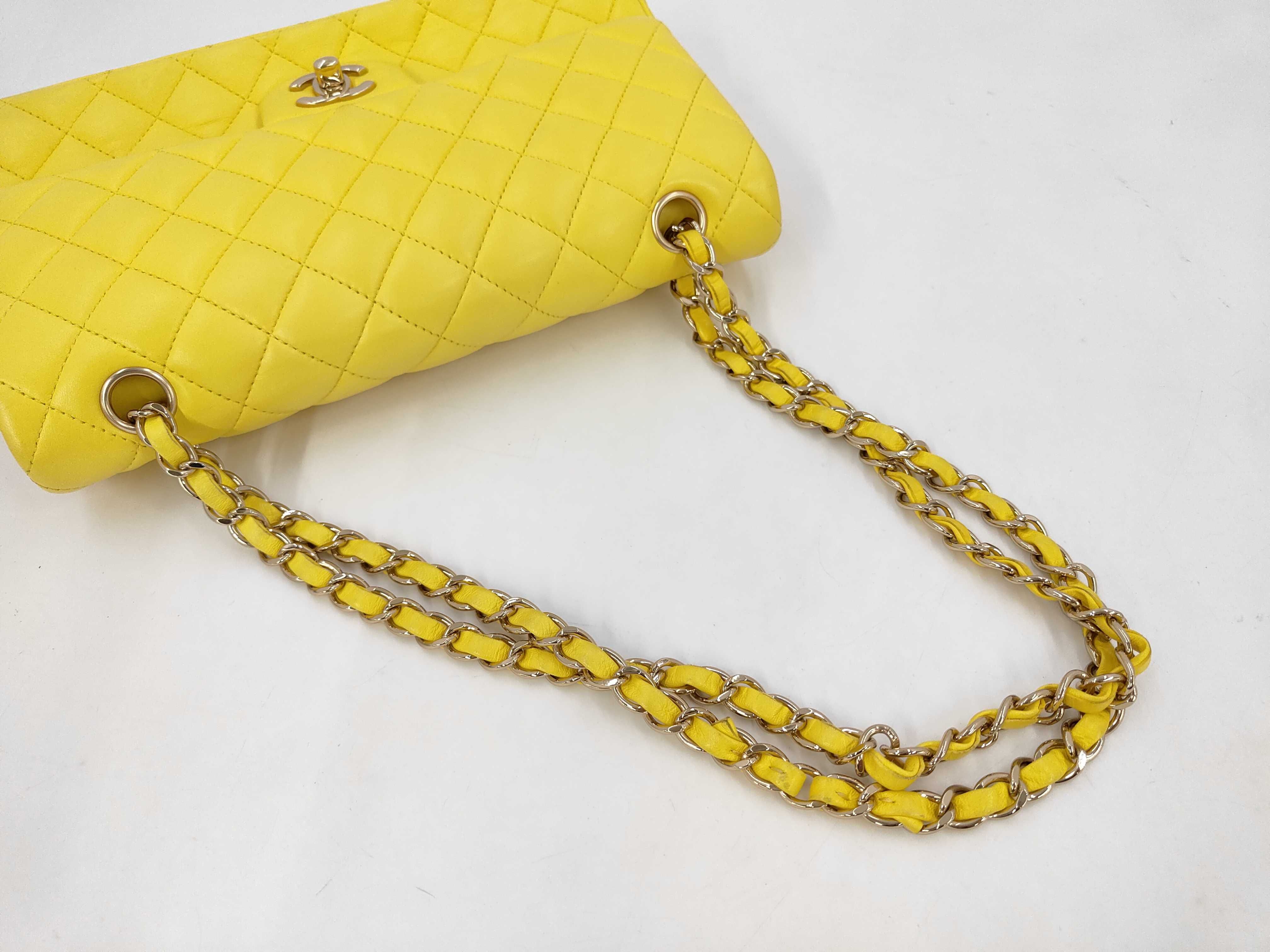 Matelassé Double Flap Shoulder Bag, Yellow, Serial Number 15-series — view 5
