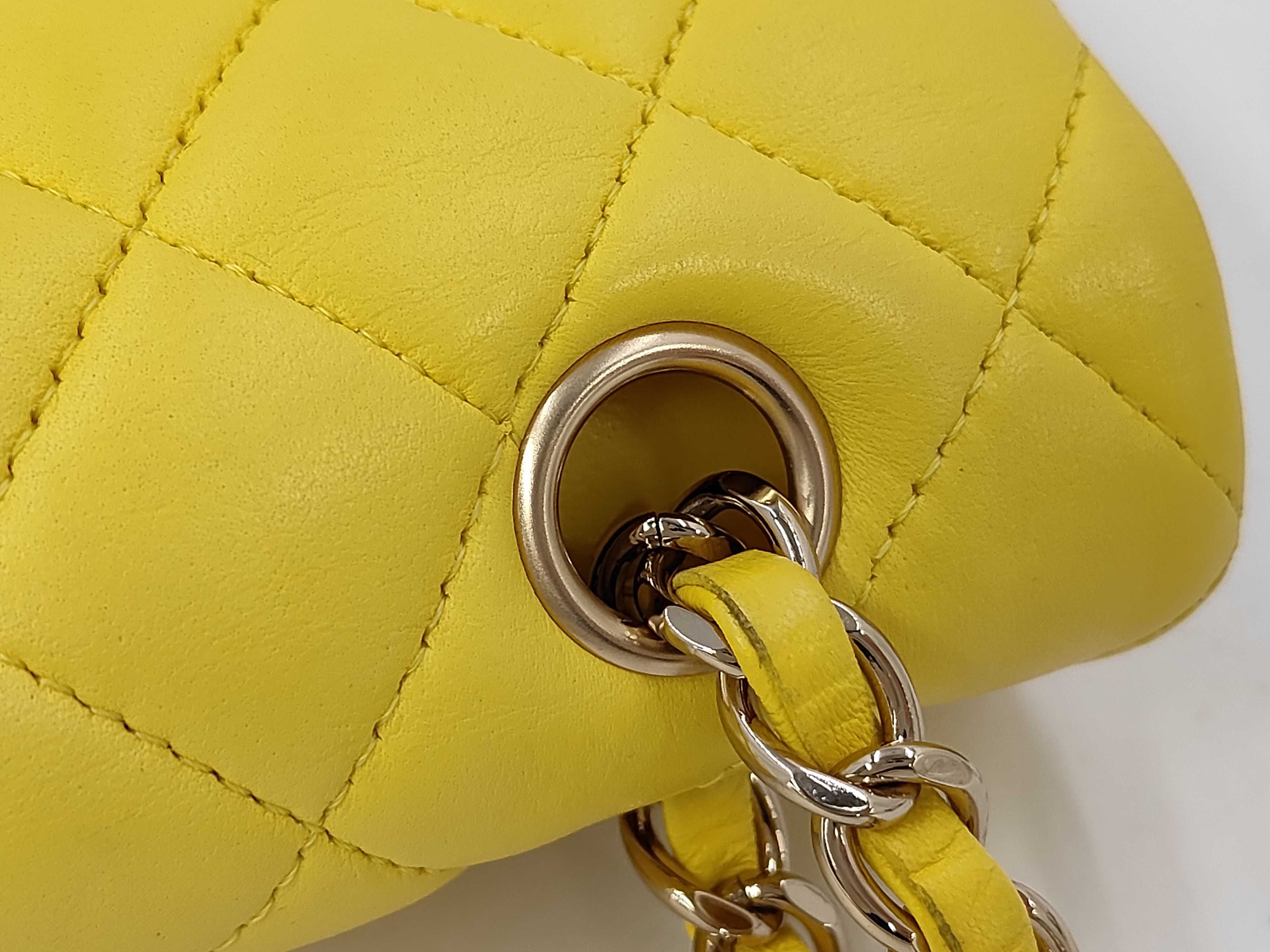 Matelassé Double Flap Shoulder Bag, Yellow, Serial Number 15-series — view 7