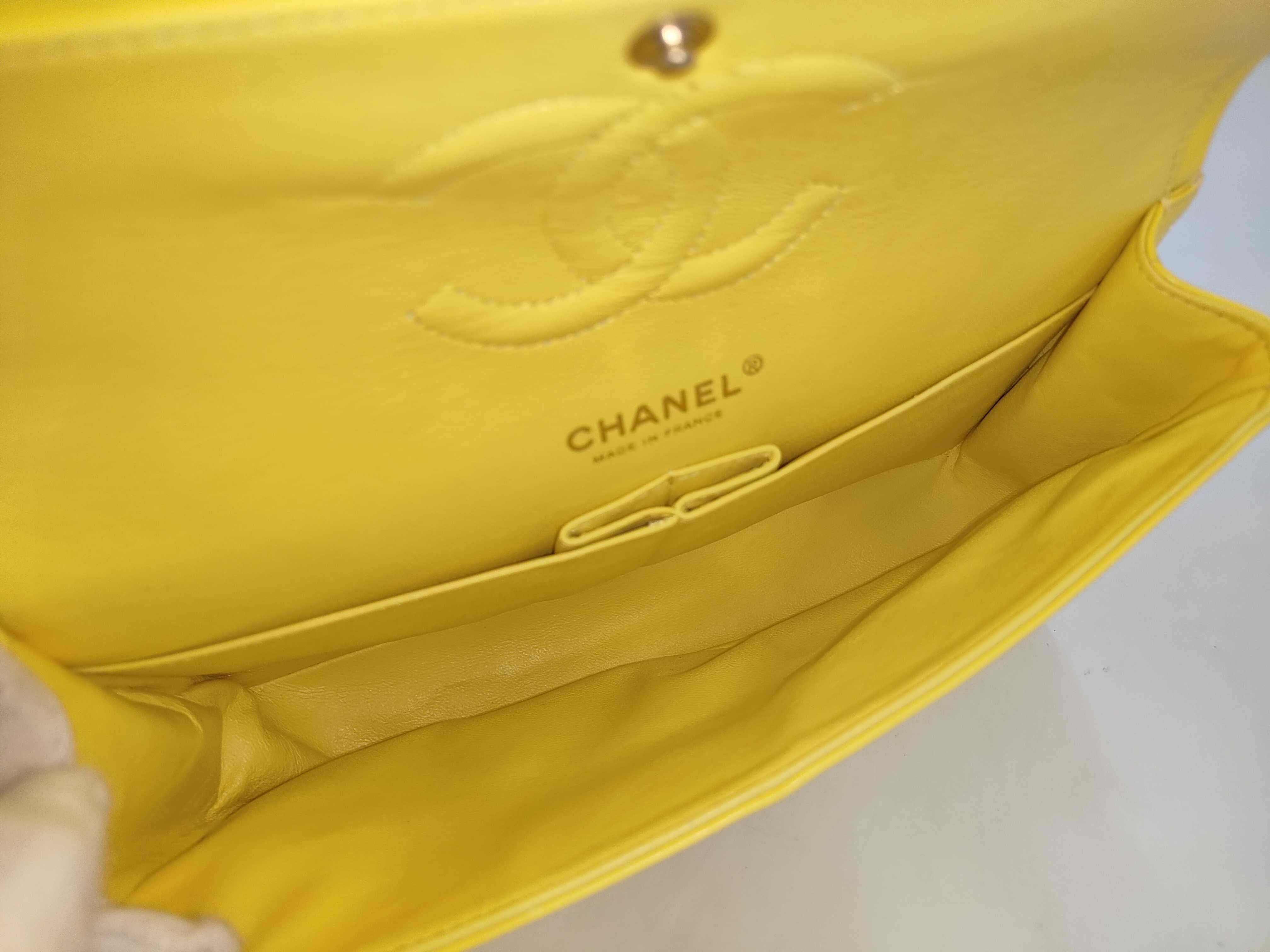 Matelassé Double Flap Shoulder Bag, Yellow, Serial Number 15-series — view 9