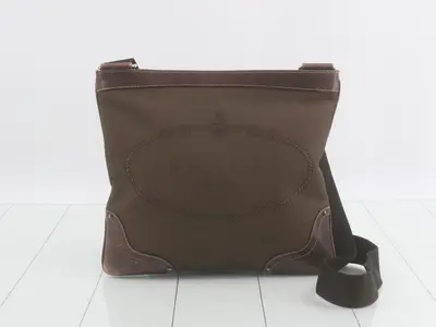 Shoulder bag, brown canvas