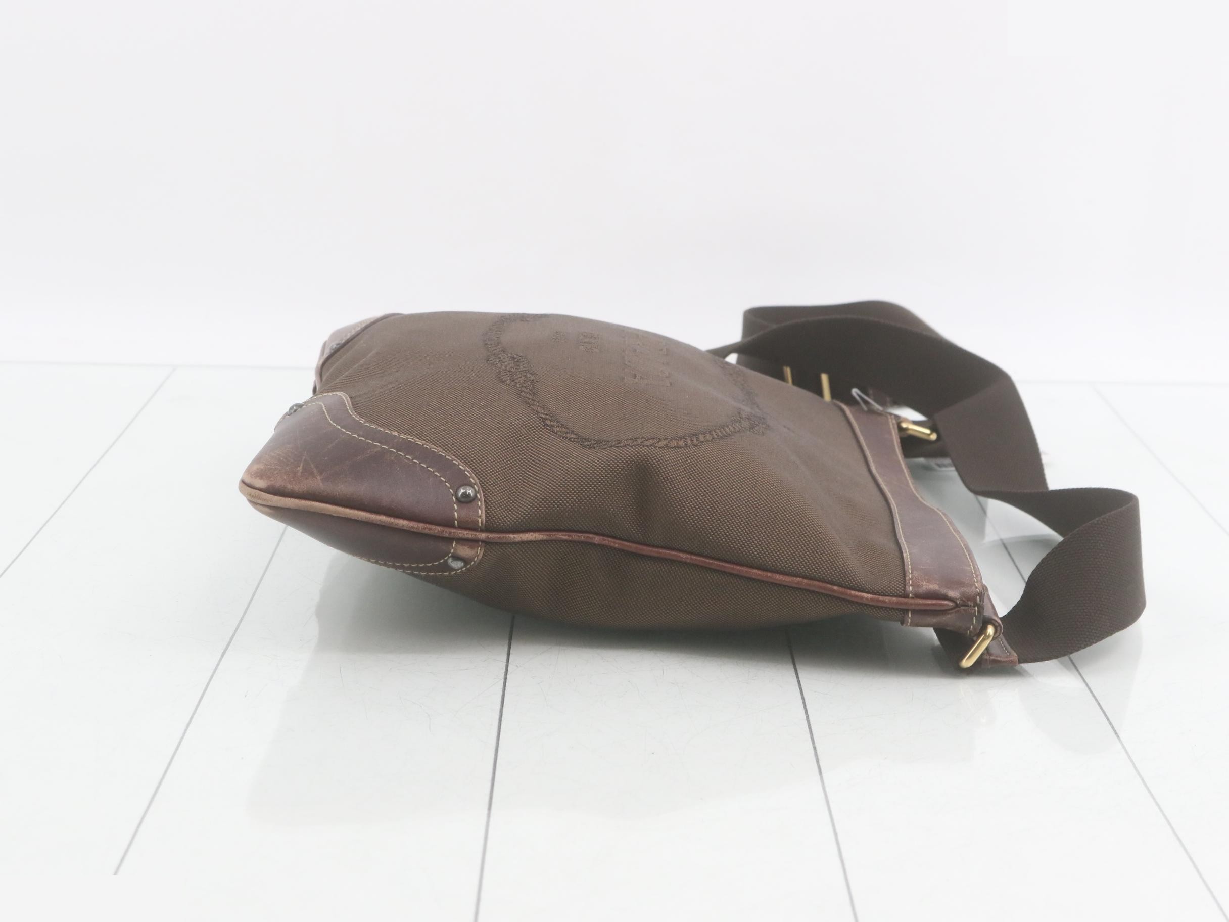 Shoulder bag, brown canvas — view 3