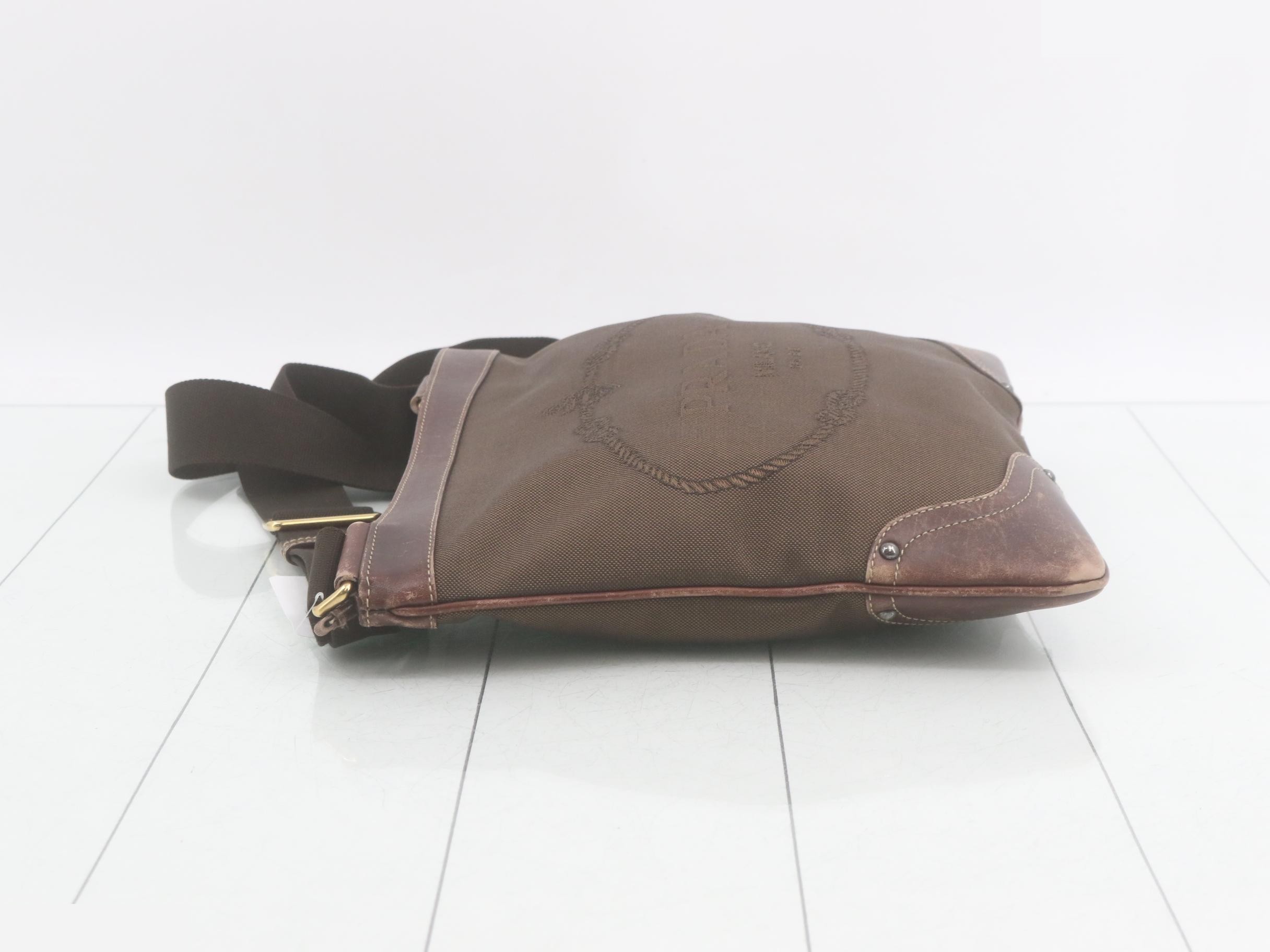 Shoulder bag, brown canvas — view 4