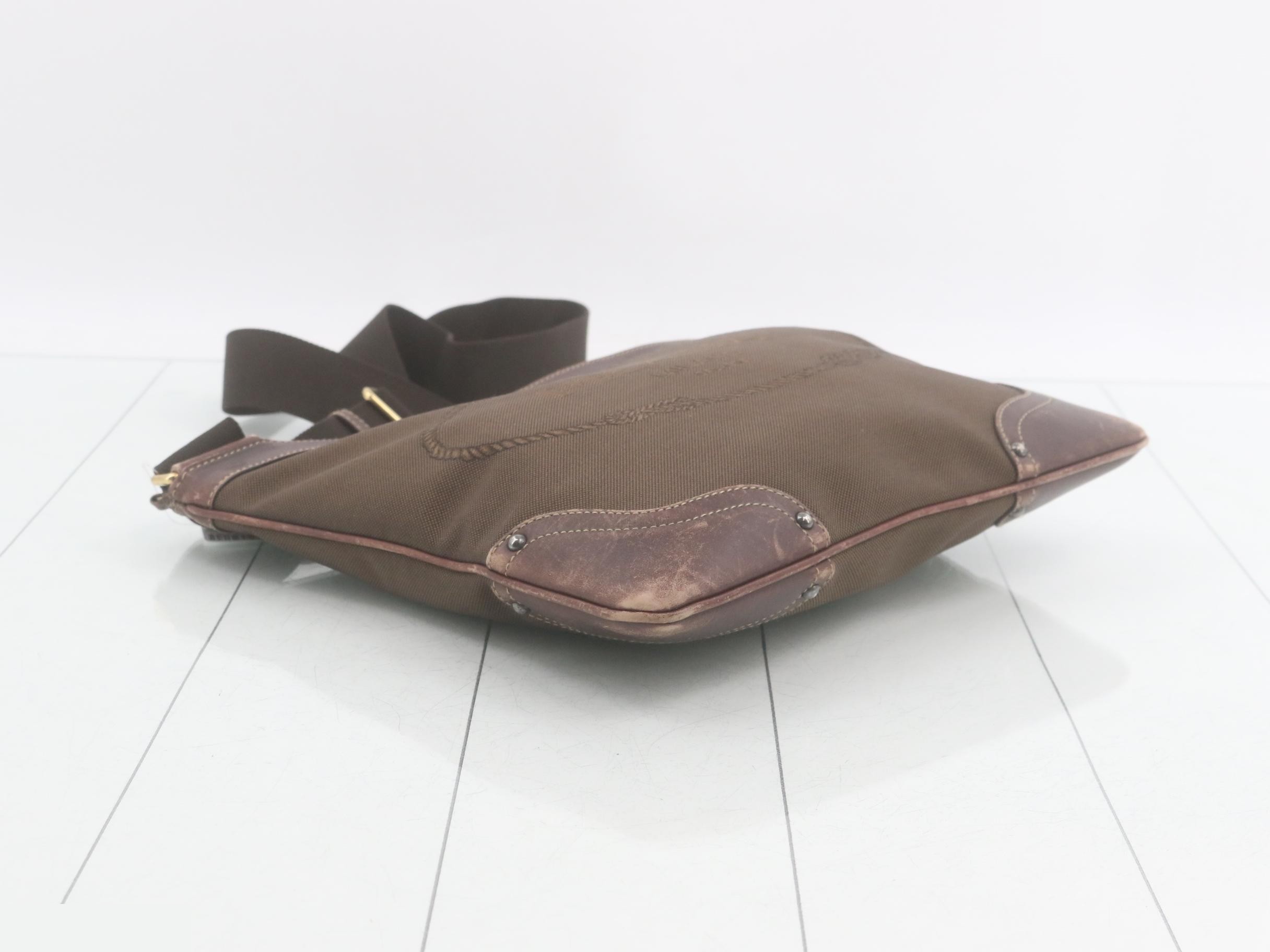 Shoulder bag, brown canvas — view 5