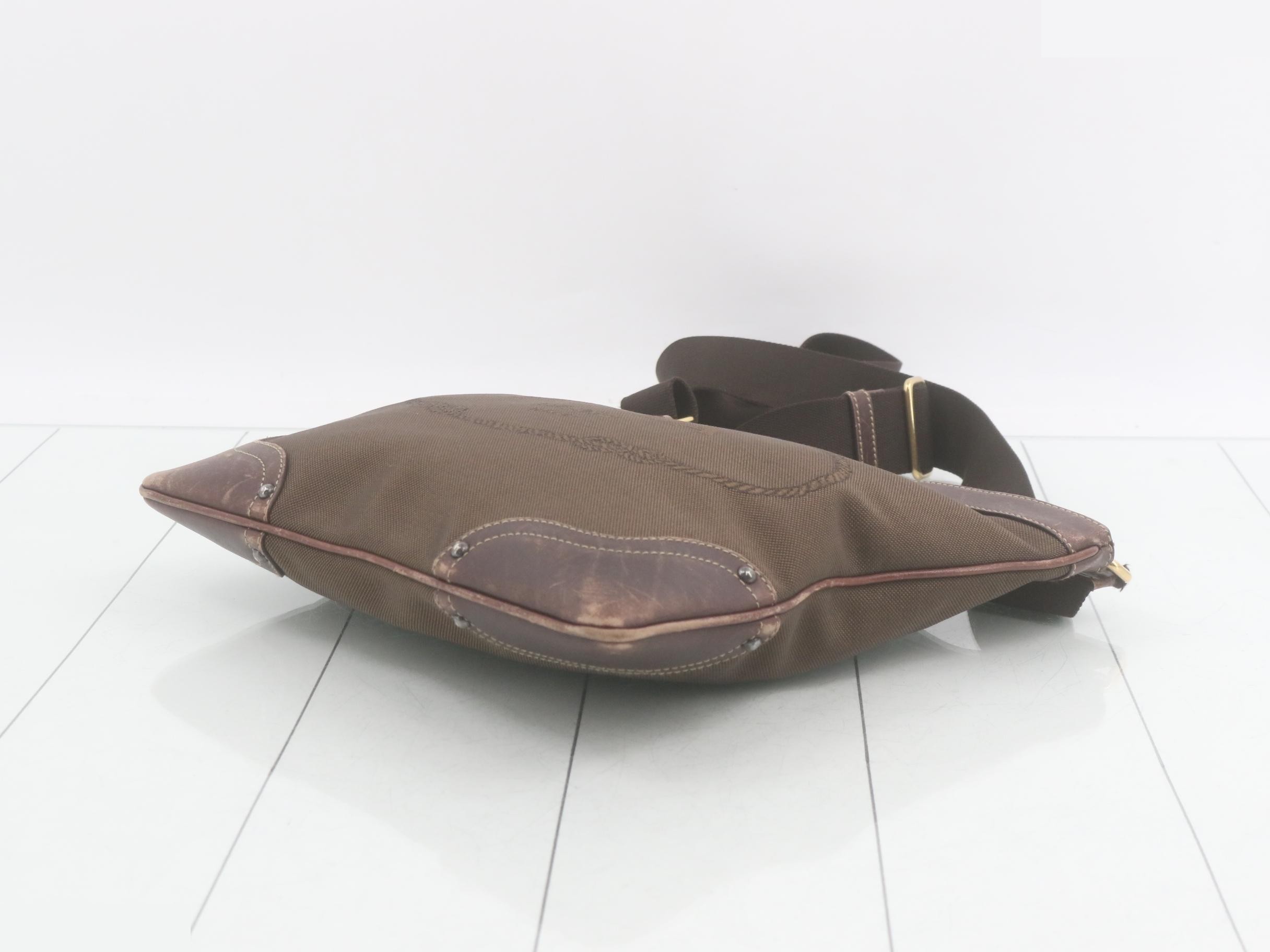 Shoulder bag, brown canvas — view 6