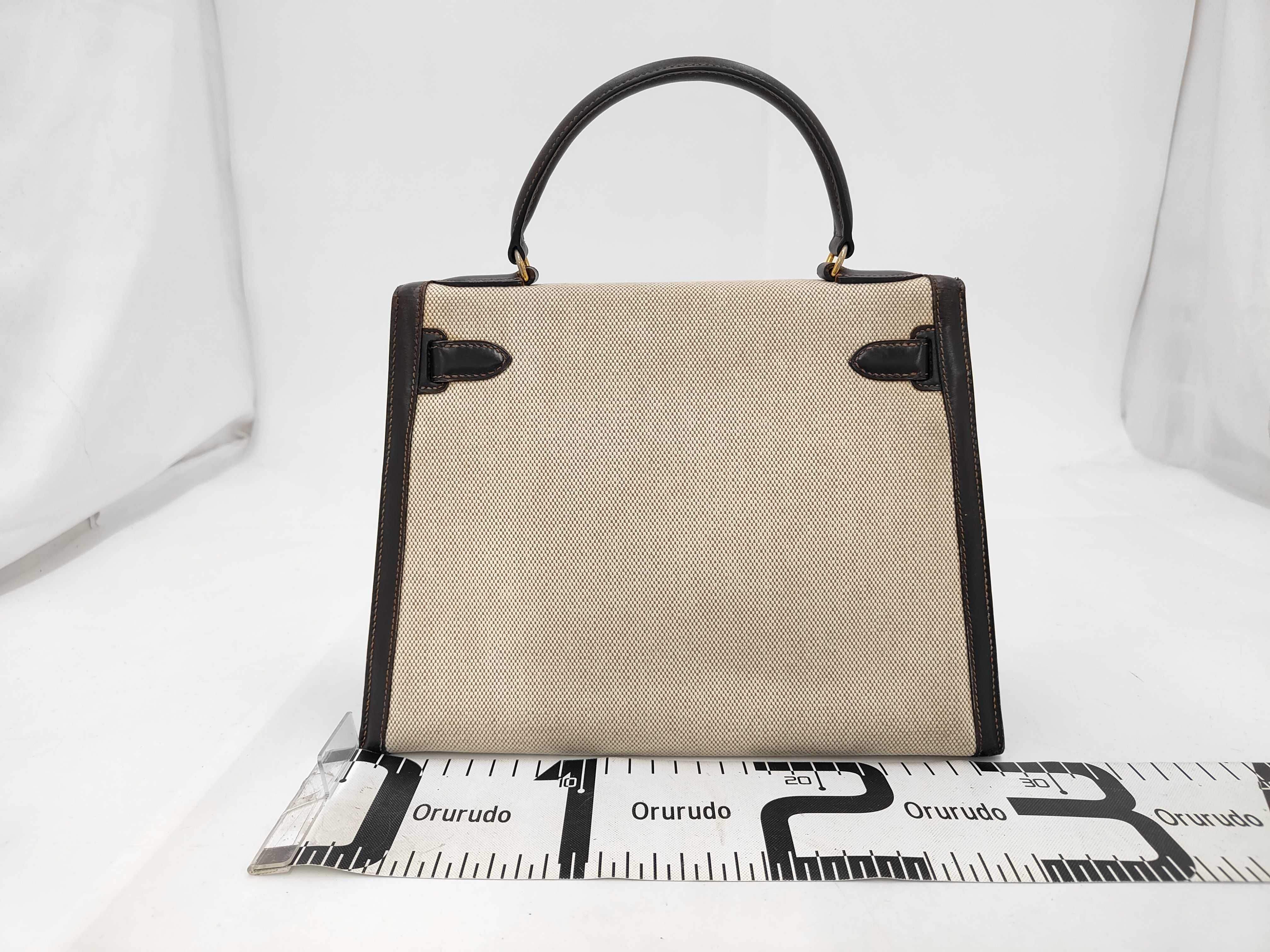 Kelly 28 Sellier Toile Boscalf Chocolate Gold Hardware J Stamp Handbag — view 2