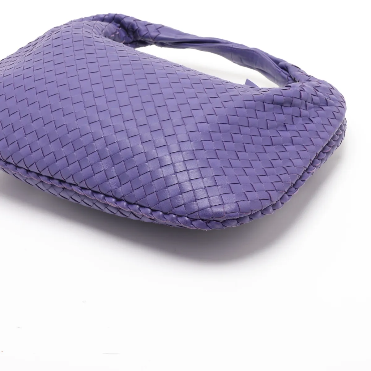 Intrecciato Hobo 115653 Leather Shoulder Bag, Purple — view 3