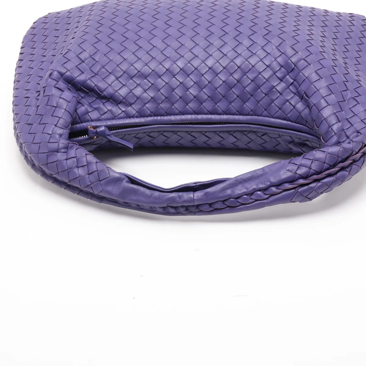 Intrecciato Hobo 115653 Leather Shoulder Bag, Purple — view 5