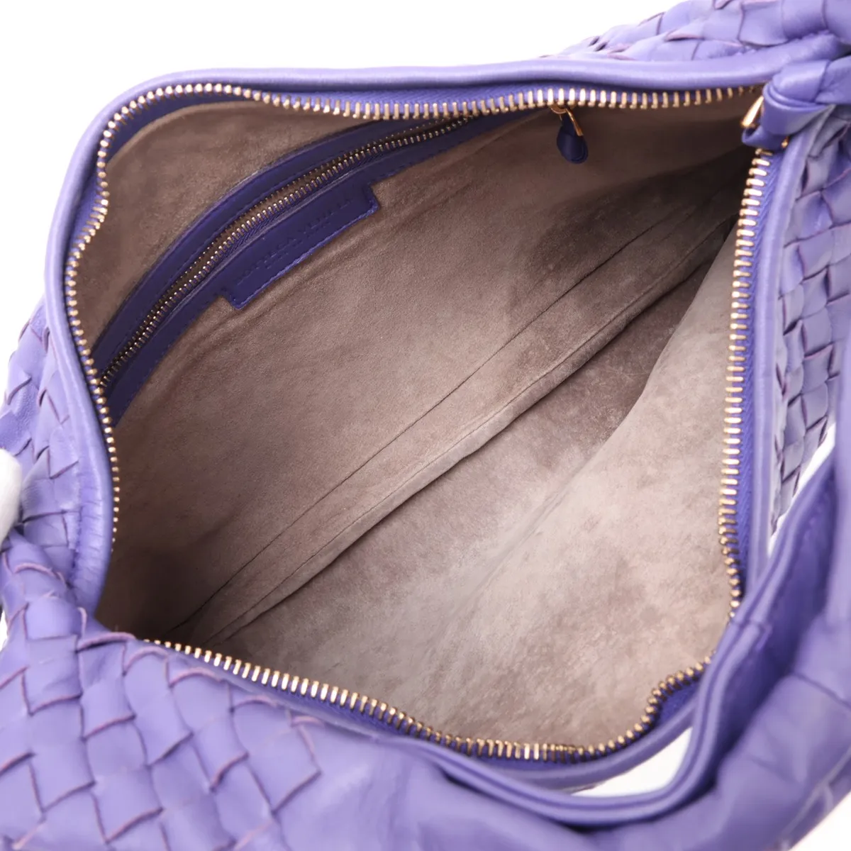 Intrecciato Hobo 115653 Leather Shoulder Bag, Purple — view 7