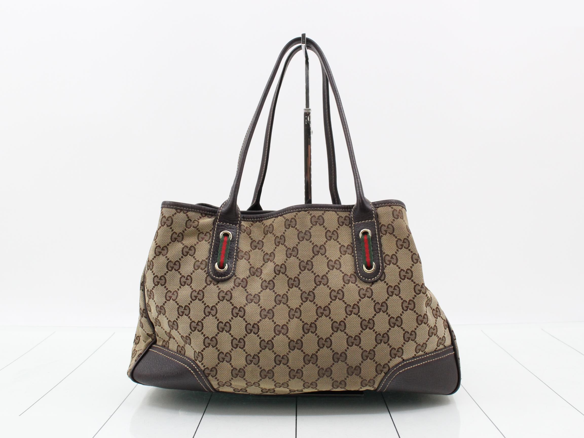 GG Canvas (Bag) - Tote Bag - Web Stripe - Beige/Brown — view 2