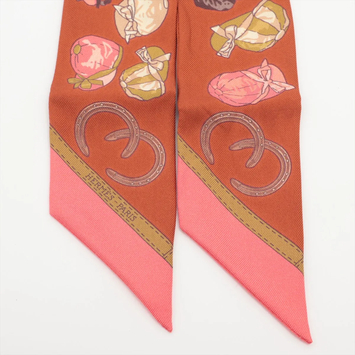 Twilly JOCKEY scarf, silk, brown. Shows wear, — view 2
