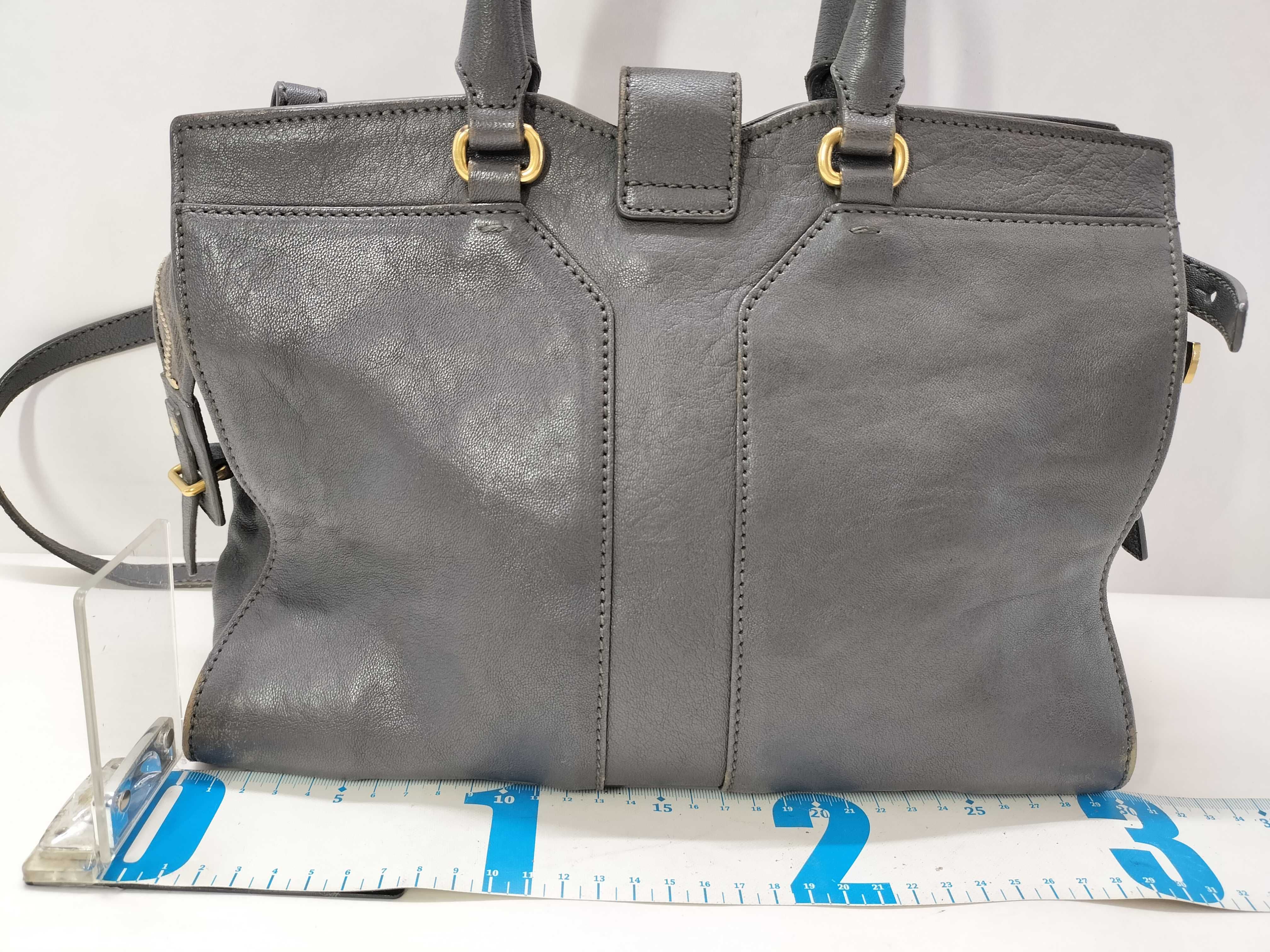 Cabas Chic Leather 2-Way Handbag, Gray, 297957 — view 2