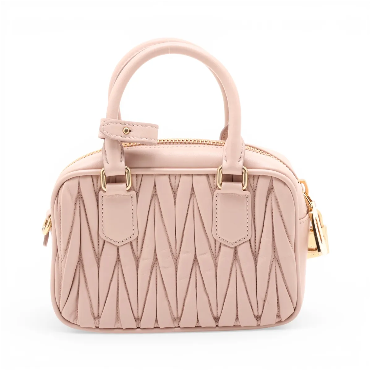 Matelassé Arcadi Leather 2-Way Handbag, Beige, 5BB123 — view 2