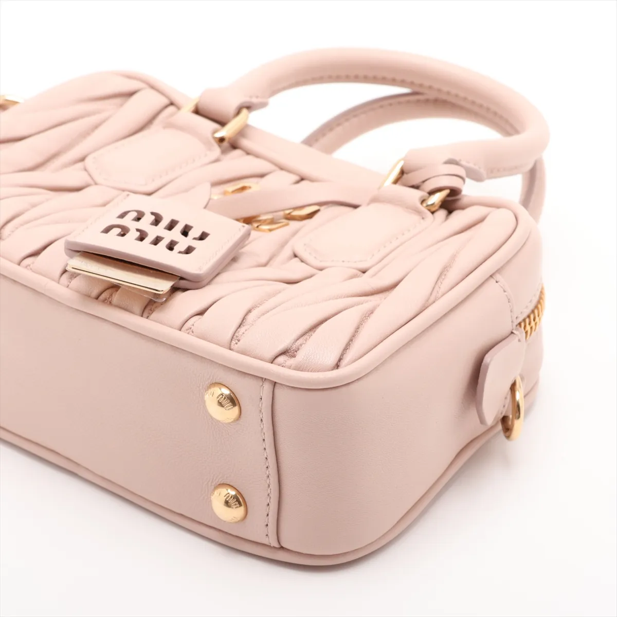 Matelassé Arcadi Leather 2-Way Handbag, Beige, 5BB123 — view 3