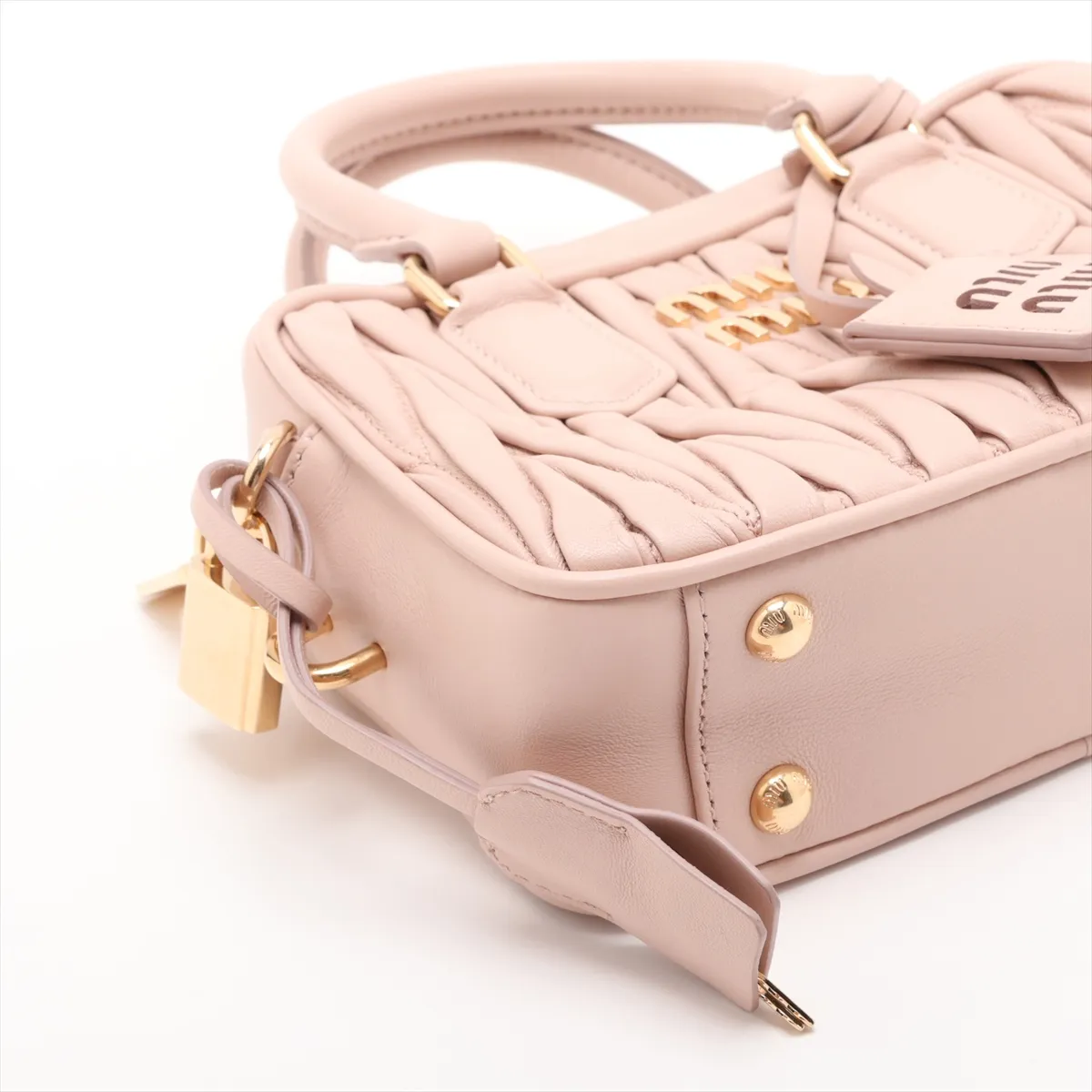 Matelassé Arcadi Leather 2-Way Handbag, Beige, 5BB123 — view 4
