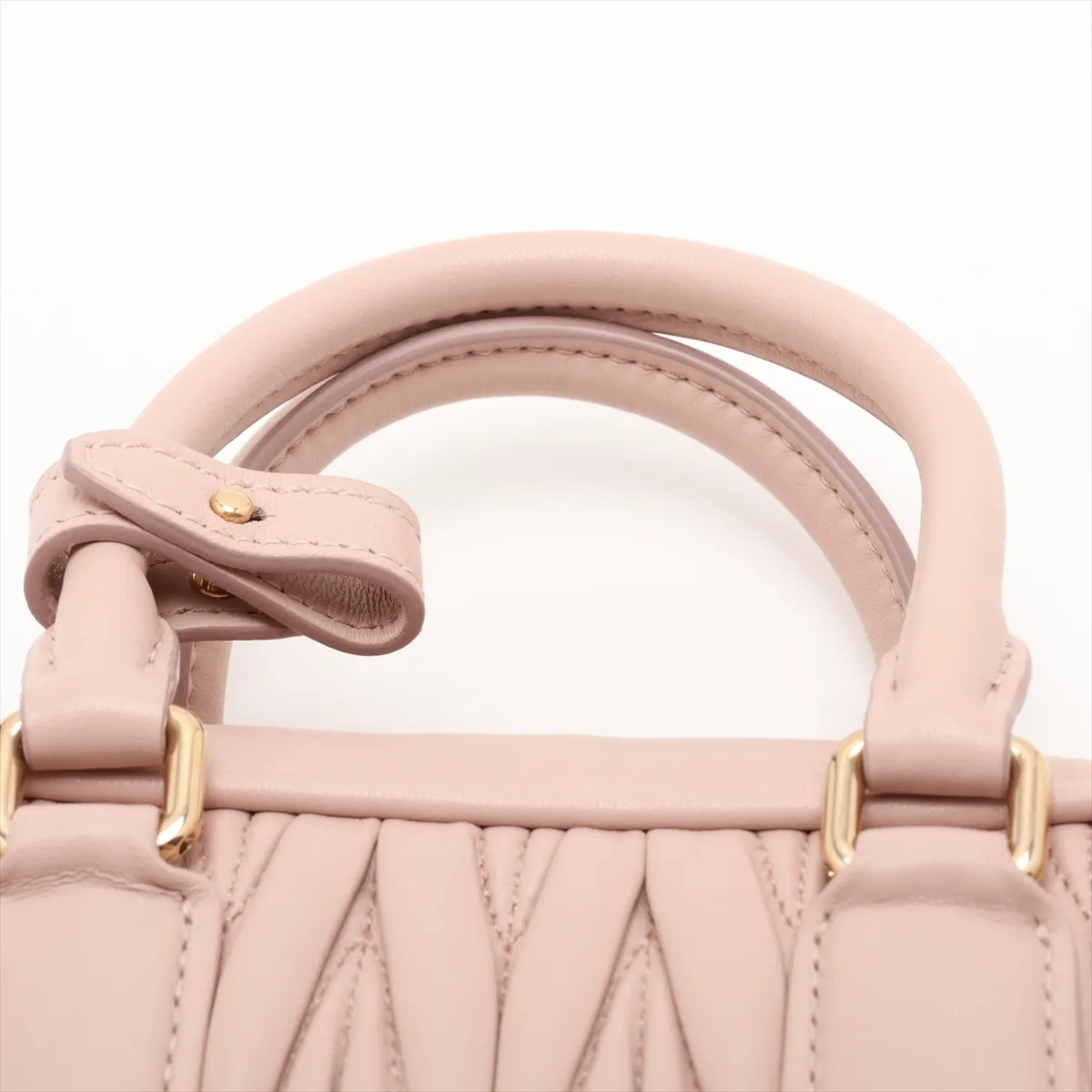 Matelassé Arcadi Leather 2-Way Handbag, Beige, 5BB123 — view 6