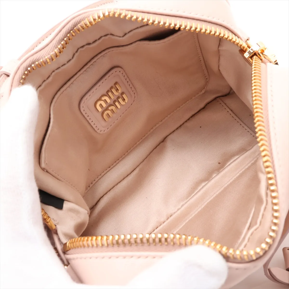 Matelassé Arcadi Leather 2-Way Handbag, Beige, 5BB123 — view 8