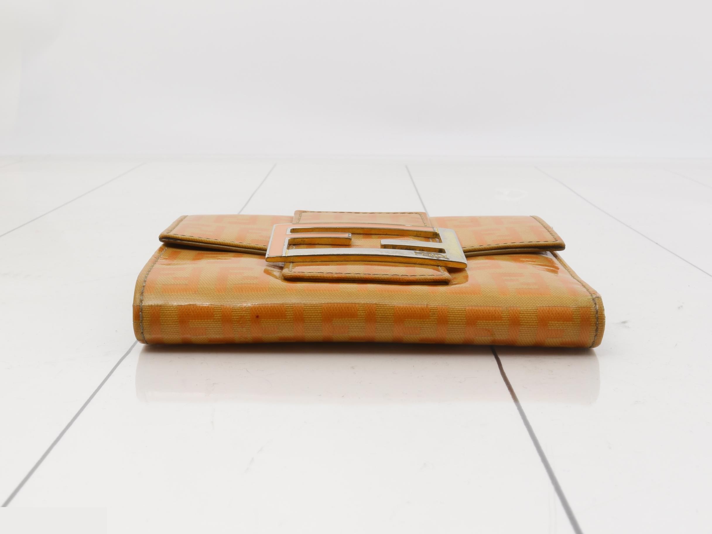 Zucchino FF hardware enamel orange tri-fold wallet — view 3