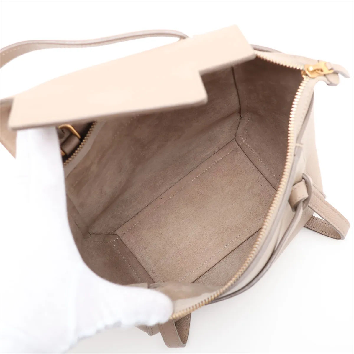 Belt Bag Nano Leather 2-Way Handbag Beige — view 8