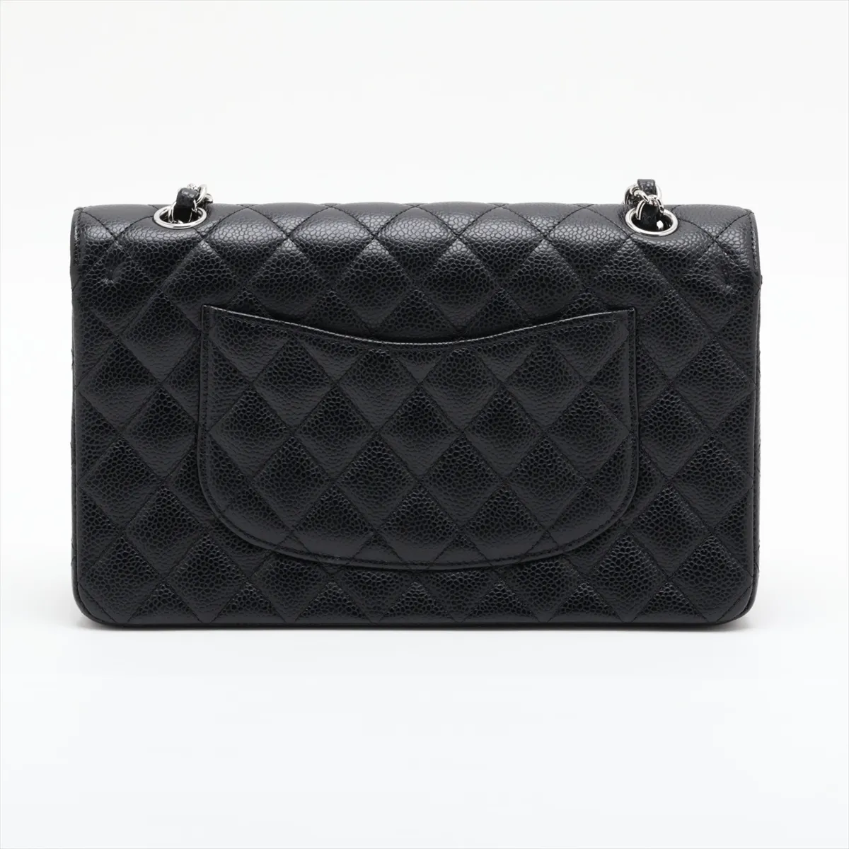 [Individually packaged] Chanel Matelassé 25 Caviar Skin Double Flap Double Chain Bag, Black with Silver Hardware, 14681436, Serial Number 14, A01112 — view 2