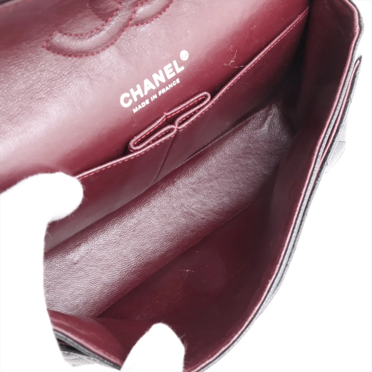 [Individually packaged] Chanel Matelassé 25 Caviar Skin Double Flap Double Chain Bag, Black with Silver Hardware, 14681436, Serial Number 14, A01112 — view 6