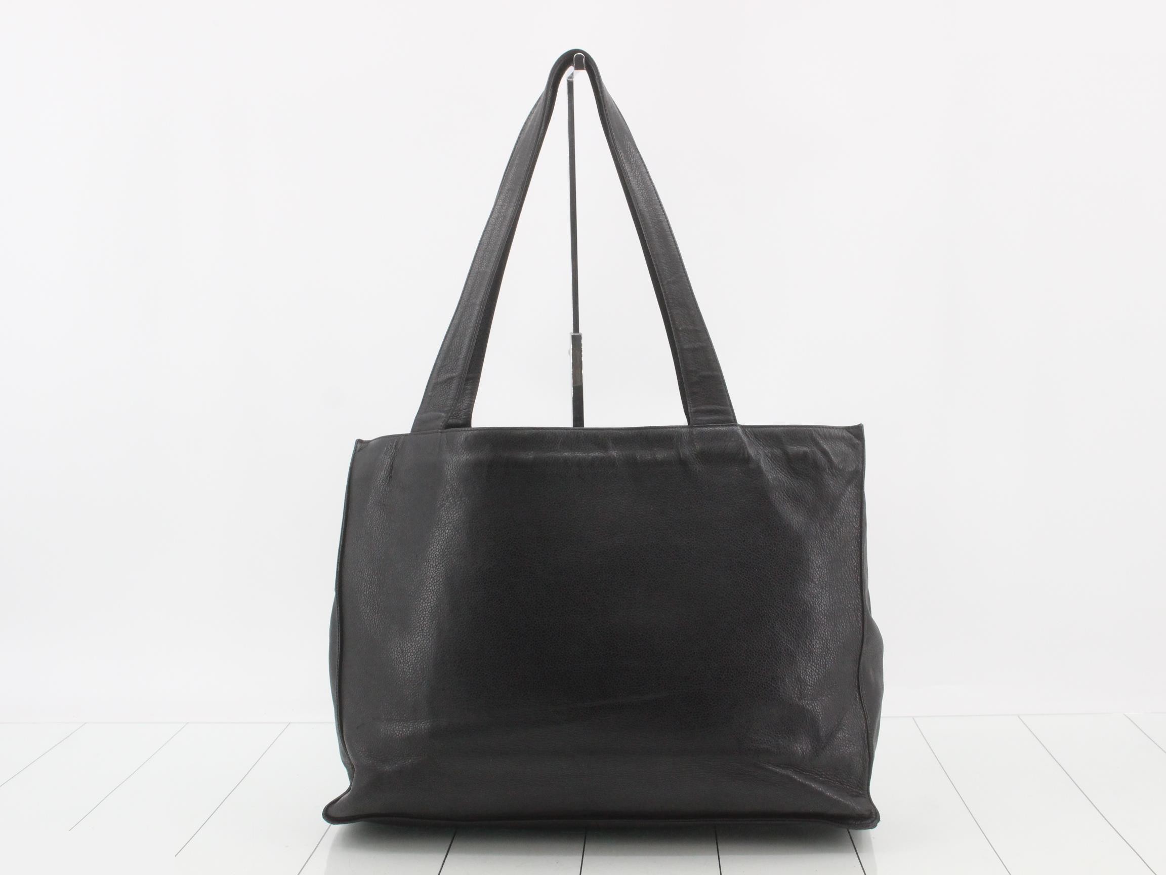 Caviar leather tote bag with Coco Mark, black — view 2