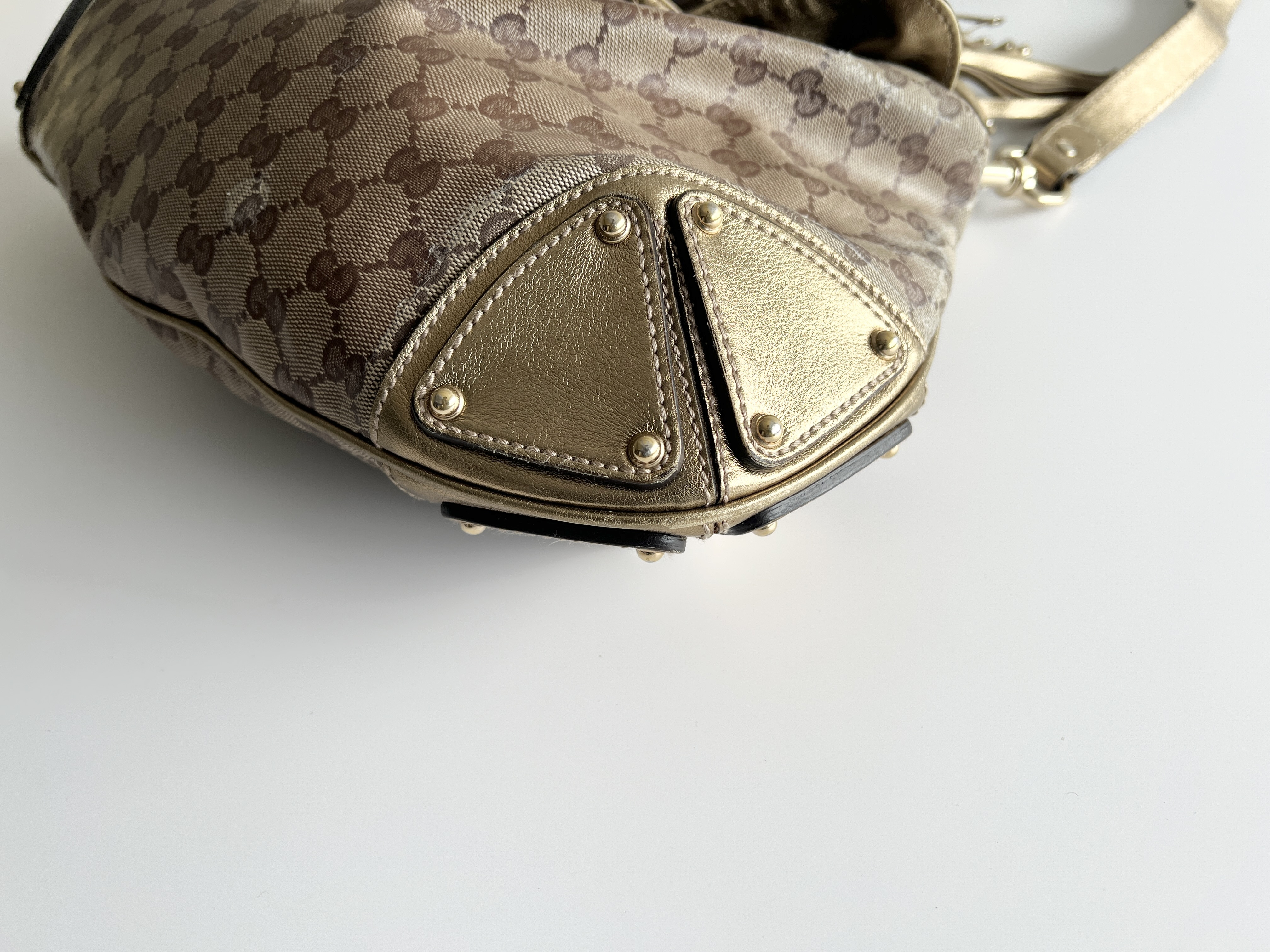 Indy Crystal GG Logo Tassel Fringe Leather 2-Way Shoulder Bag/Handbag — view 12
