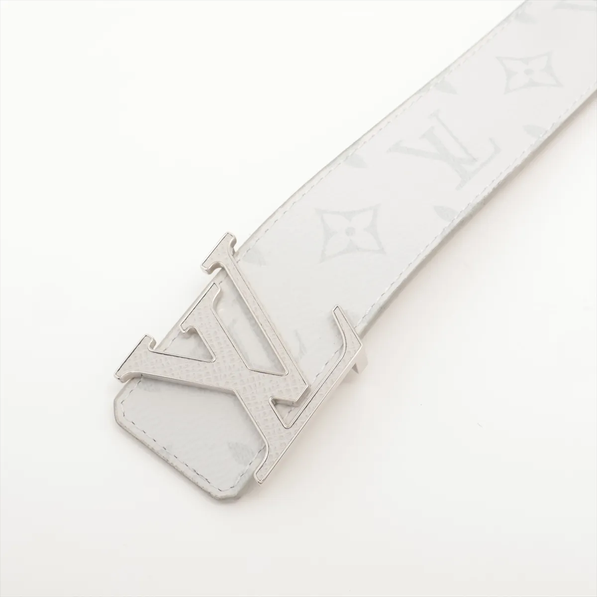 M0158 Ceinture LV Initial AC1261 Belt 85 PVC x Leather Navy. Shows signs of wear including — view 2
