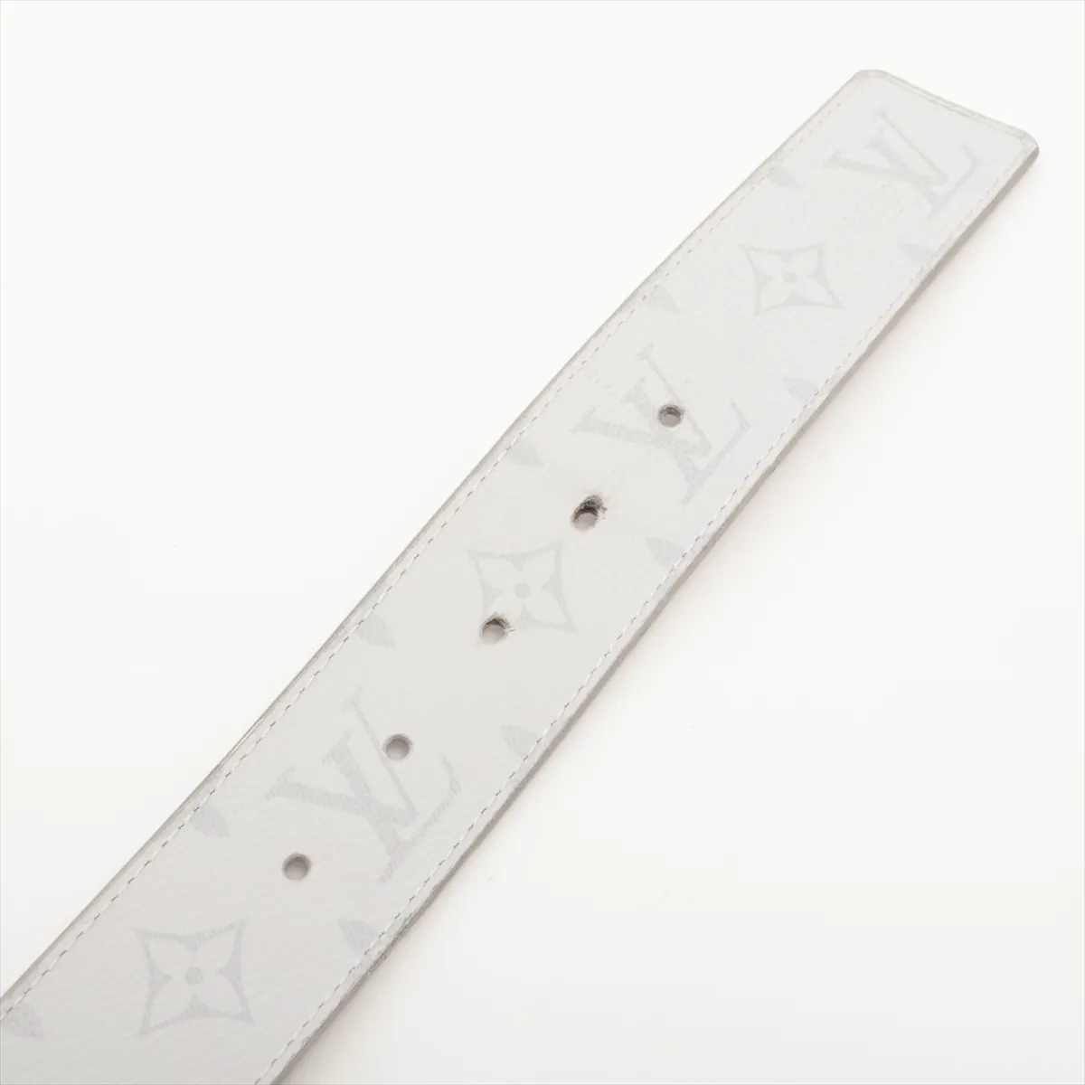 M0158 Ceinture LV Initial AC1261 Belt 85 PVC x Leather Navy. Shows signs of wear including — view 3