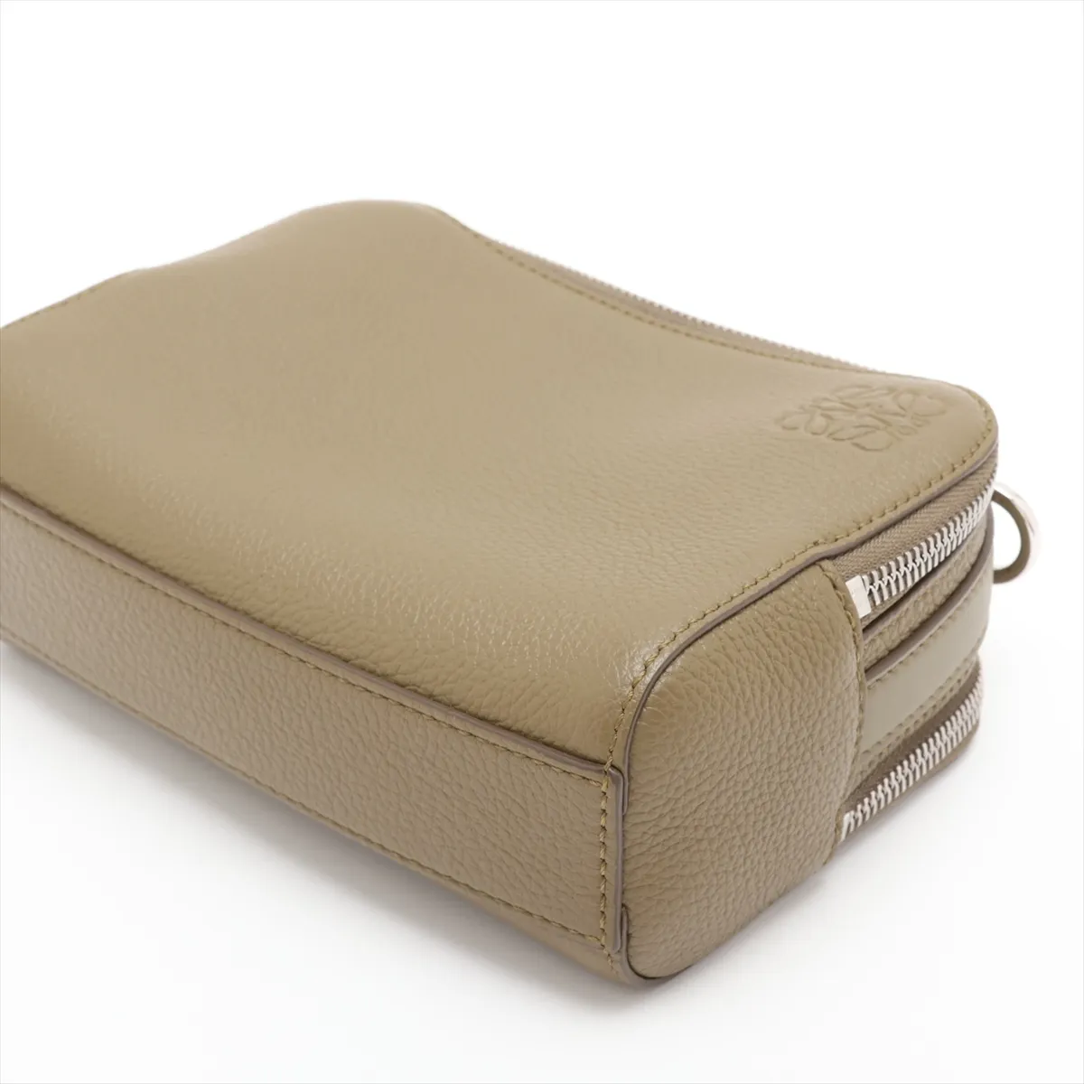 Anagram Camera Crossbody Bag Mini Leather Shoulder Bag Khaki — view 3