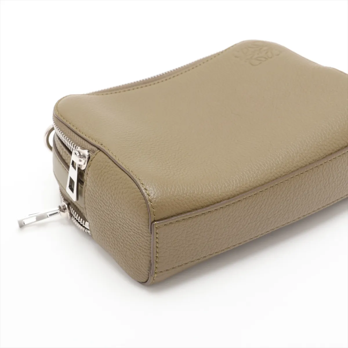 Anagram Camera Crossbody Bag Mini Leather Shoulder Bag Khaki — view 4